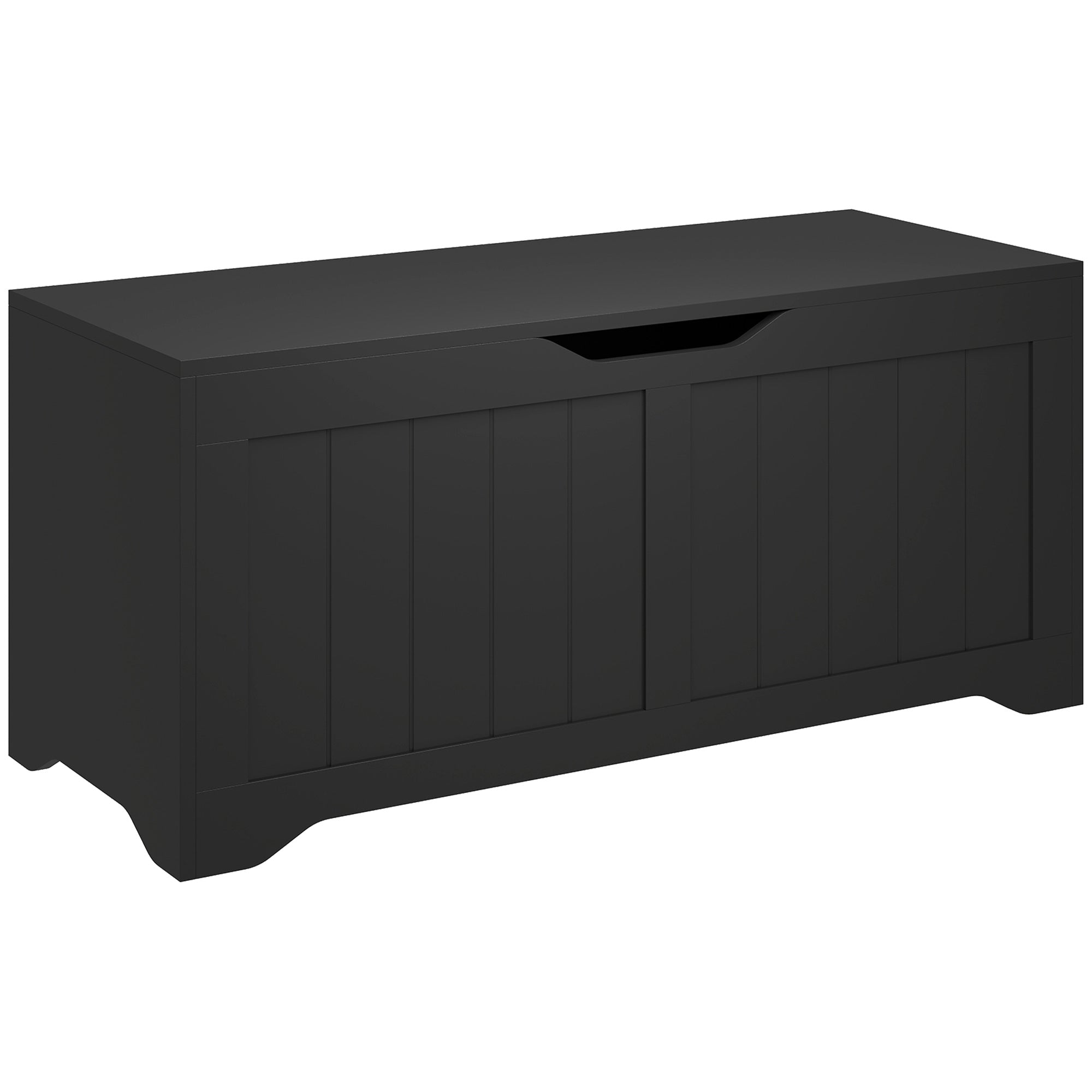 Storage Chest, Modern Storage Trunk with 2 Safety Hinges and Handle-Free Design, Storage Bench for Living Room, Shoe Bench for Entryway, 39.4" x 15.7" x 17.7", Black