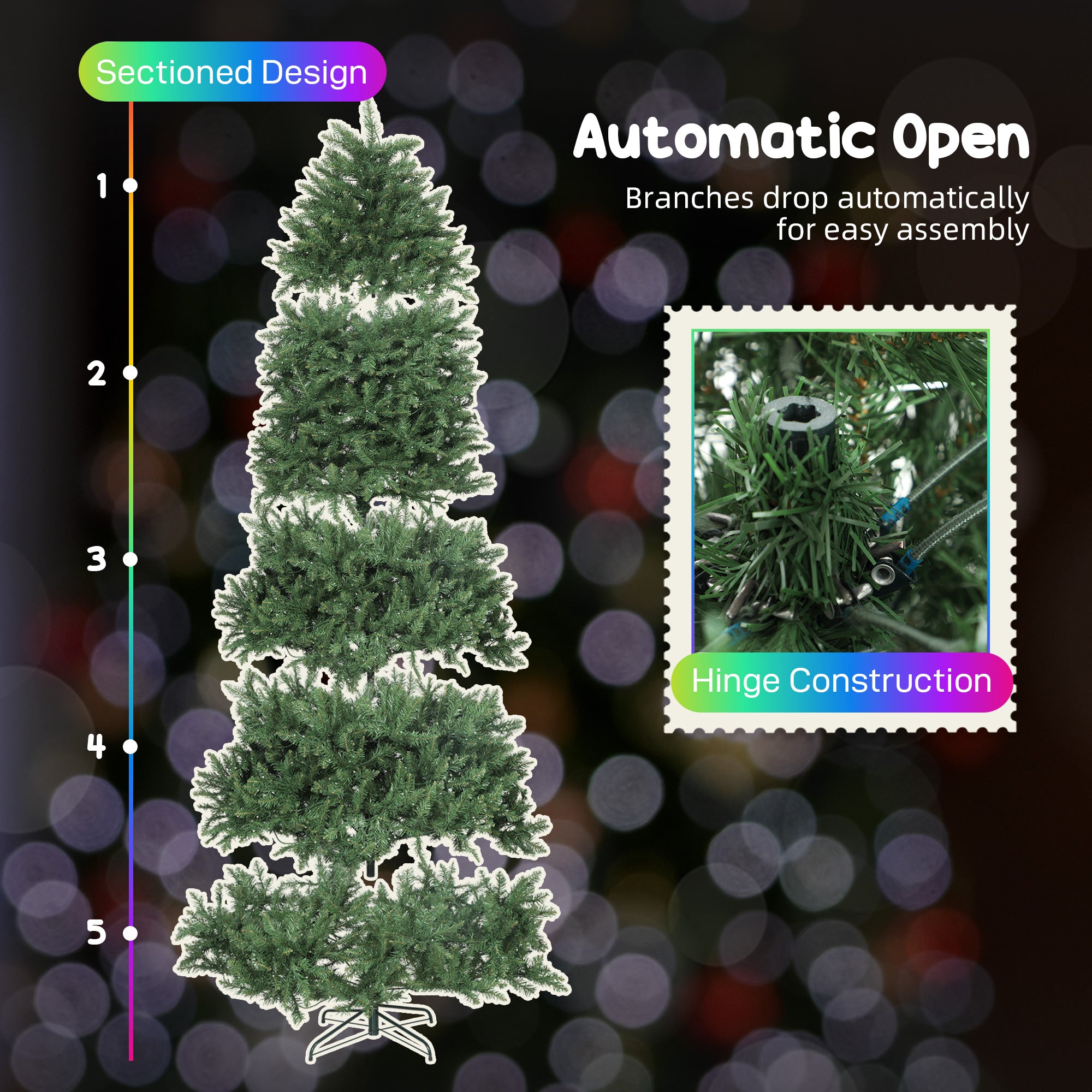 9ft Smart Prelit Christmas Tree with Full-Spectrum RGB Dimmable LEDs, App and Remote Control, Wide Full Hinged Xmas Tree, Easy Assembly, Artificial Holiday Decoration, Green