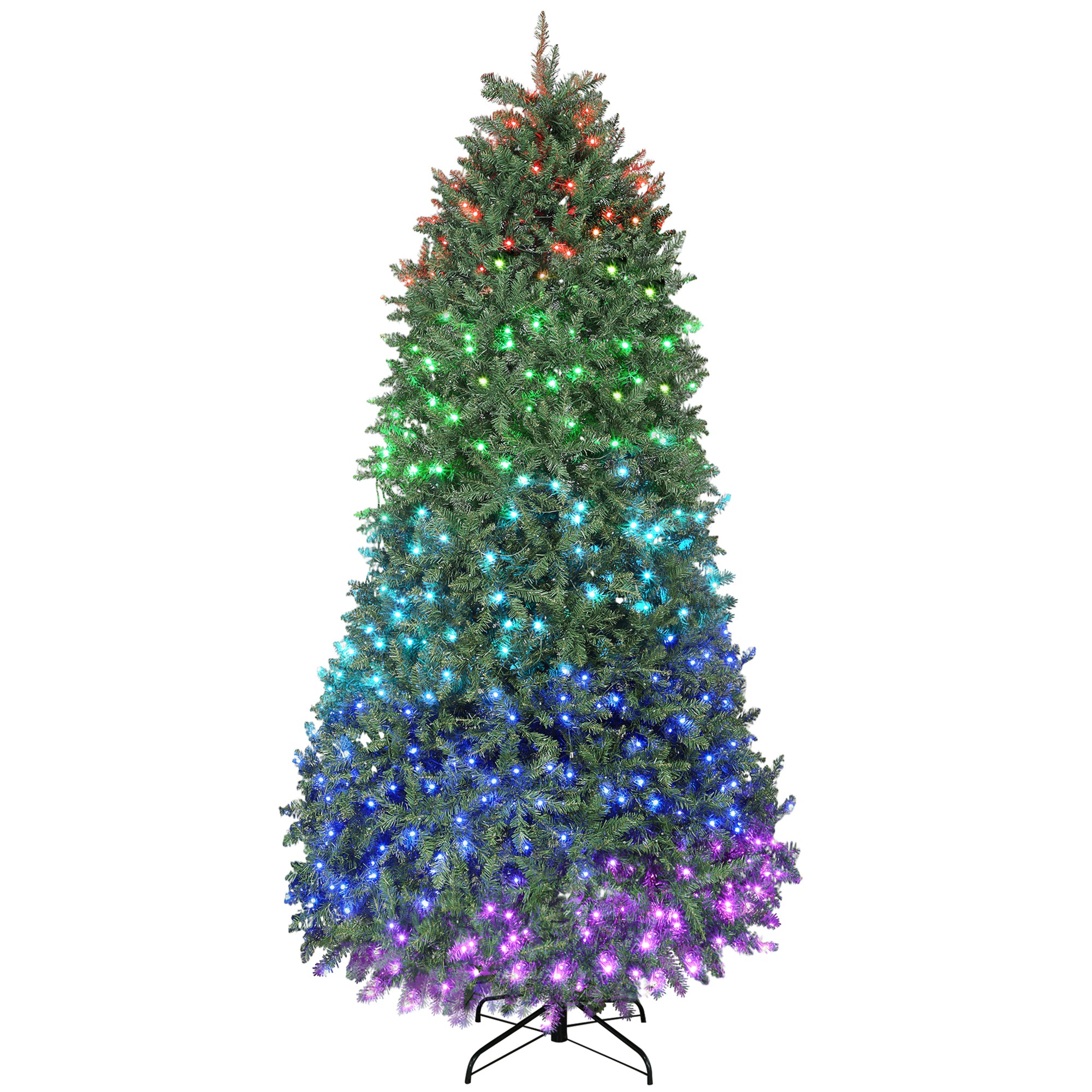 9ft Smart Prelit Christmas Tree with Full-Spectrum RGB Dimmable LEDs, App and Remote Control, Wide Full Hinged Xmas Tree, Easy Assembly, Artificial Holiday Decoration, Green