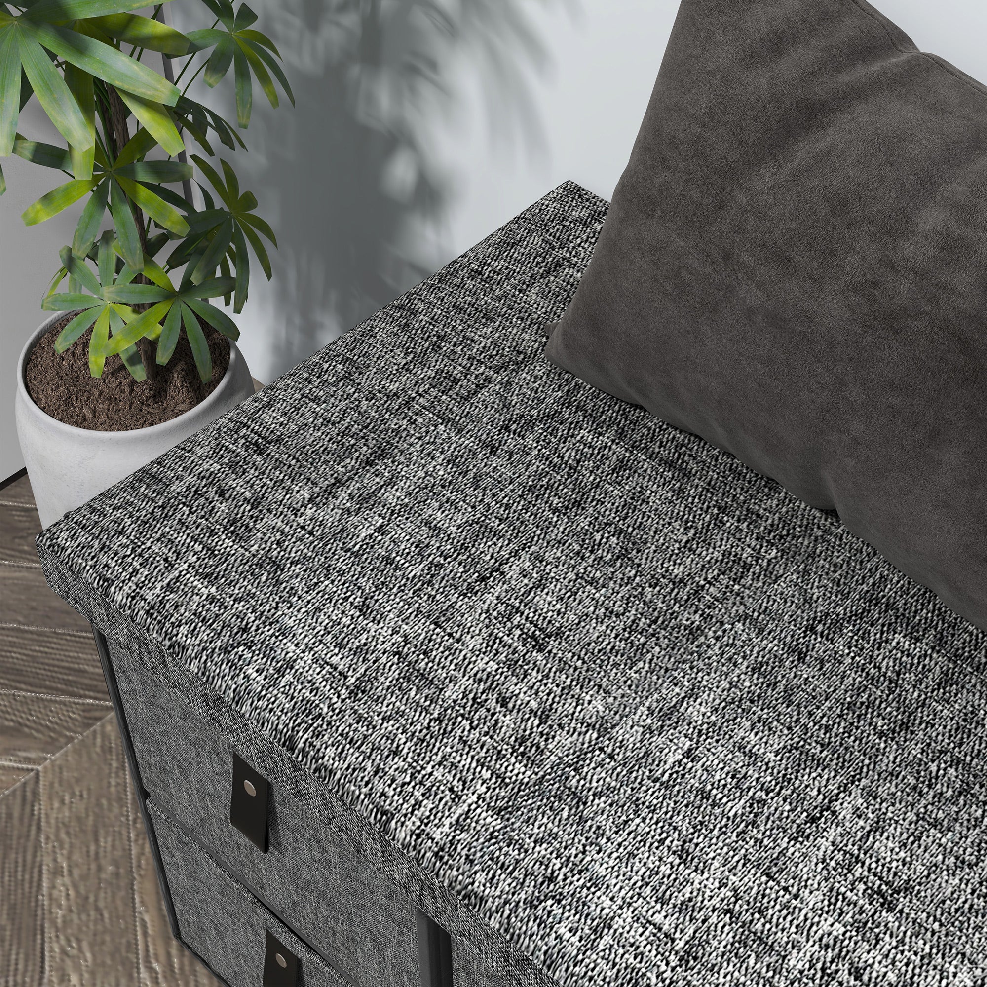 HOMCOM Shoe Bench with Seat, Shoe Storage Bench with Cushion and 6 Fabric Drawers for Entryway, Hallway, Living Room, Bedroom, Dark Grey