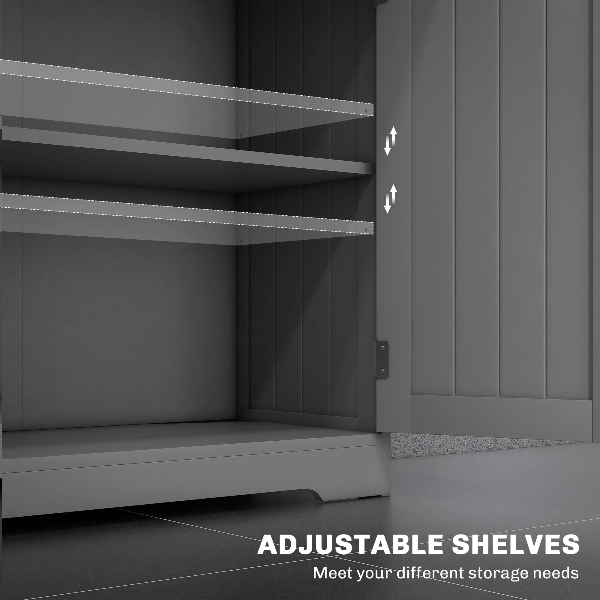 kleankin Freestanding Bathroom Storage Cabinet, Floor Cupboard with 2 Drawers, Adjustable Shelf, for Bathroom, Living Room or Entryway, Grey