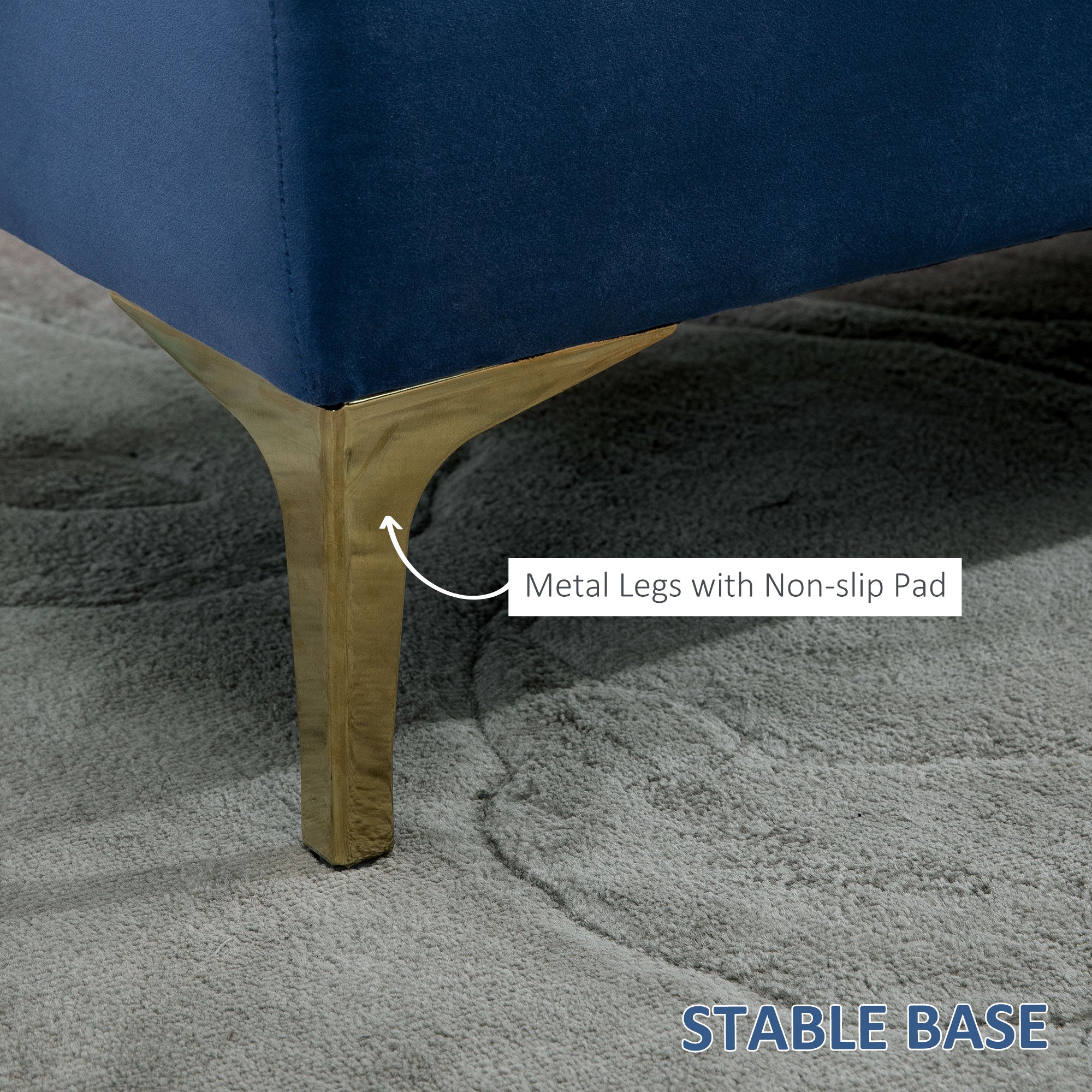 HOMCOM Velvet Upholstered Bench, End of Bed Bench, Entryway Shoe Bench with Button Tufted for Living Room, Bedroom, Blue