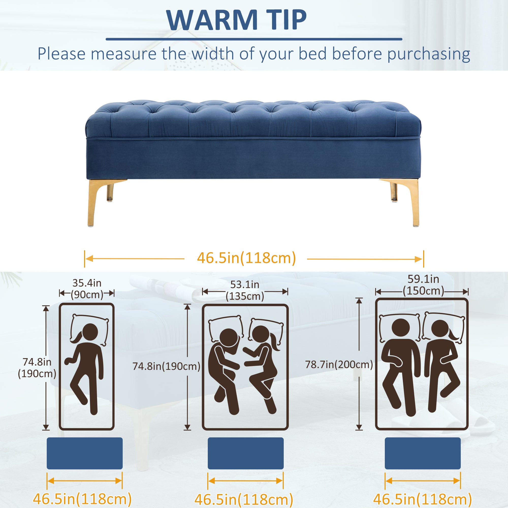 HOMCOM Velvet Upholstered Bench, End of Bed Bench, Entryway Shoe Bench with Button Tufted for Living Room, Bedroom, Blue