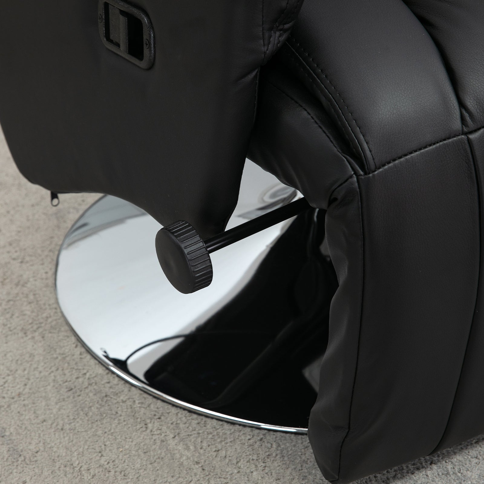 PU Leather Upholstered Recliner Chair with Footrest, Padded Arms & Steel Base, Black