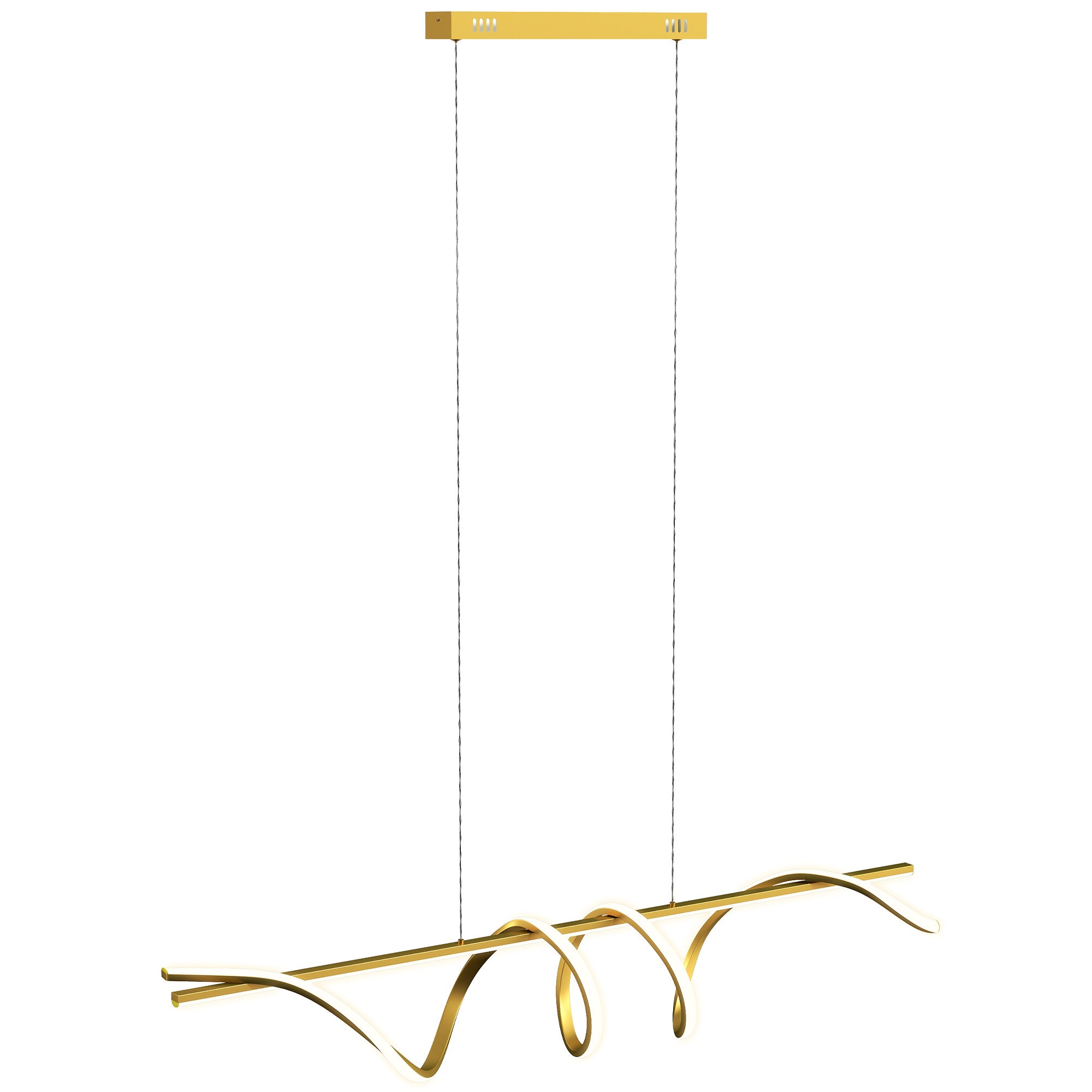 LED Pendant Light, Modern Ceiling Light with 3000K/4000K/6000K Temperatures, Adjustable Height Hanging Fixture with Wall Switch for Kitchen Island, Dining Room, Gold Tone