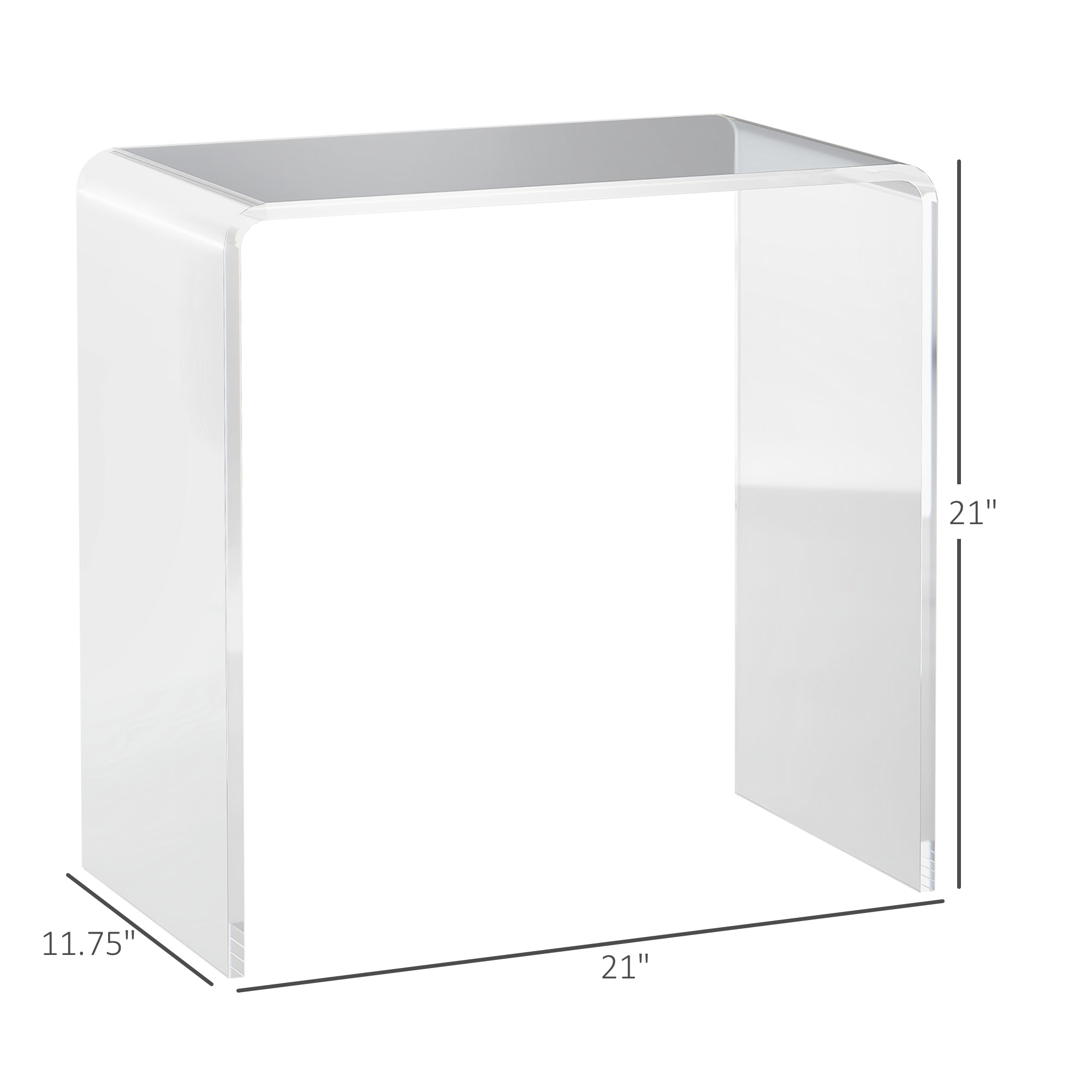 Clear Acrylic Side Table Waterfall End Table with Rounded Edges