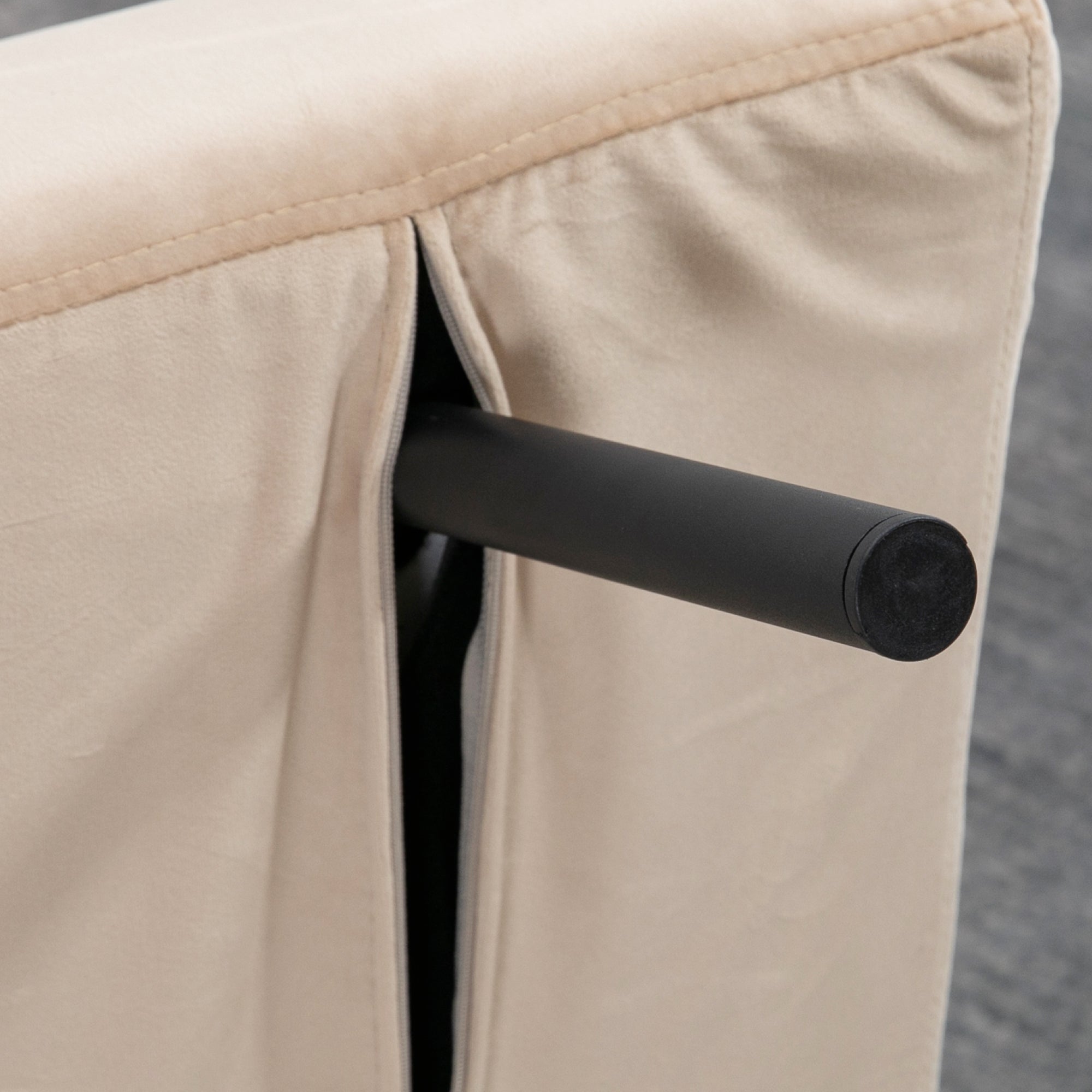 HOMCOM Single Chair Bed, Click Clack Convertible Bed Settee, Modern Velvet Feel Fabric Chair Couch with 1 Tufted Cushion, Wood Armrests, for Living Room, Bedroom, Guest Room, Beige