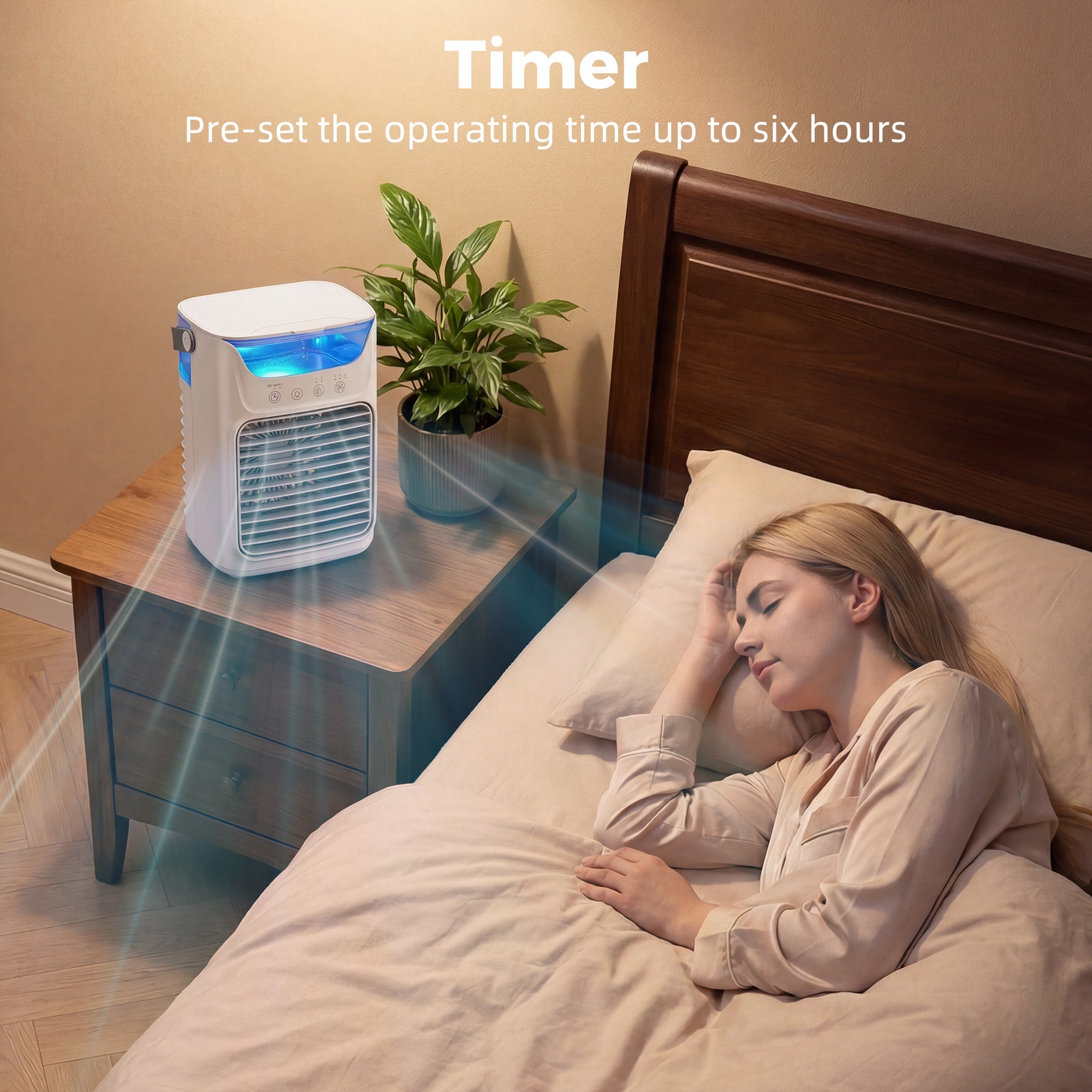 21 cm Desk Fan with Adjustable Head, 3-Speed Table Fan with 700 ml Water Tank, Small Fan with RGB Light for Bedroom, Home Office, Grey