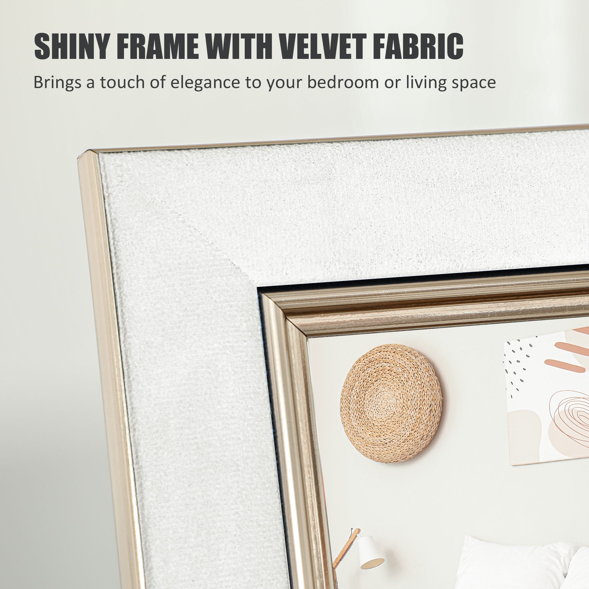 HOMCOM Full Length Mirror, 64" x 21" Full Body Mirror with Frame, Free Standing, Leaning or Wall Mirror for Living Room, Bedroom, White