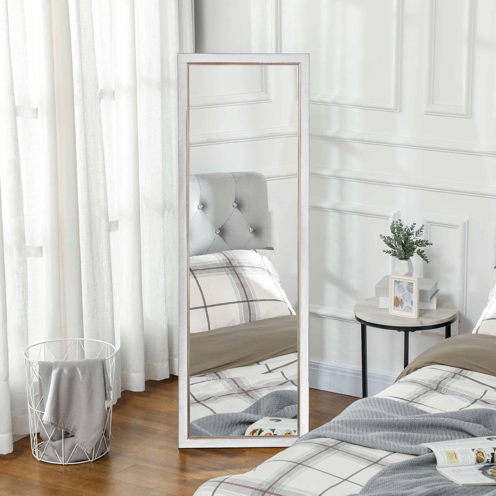 HOMCOM Full Length Mirror, 64" x 21" Full Body Mirror with Frame, Free Standing, Leaning or Wall Mirror for Living Room, Bedroom, White