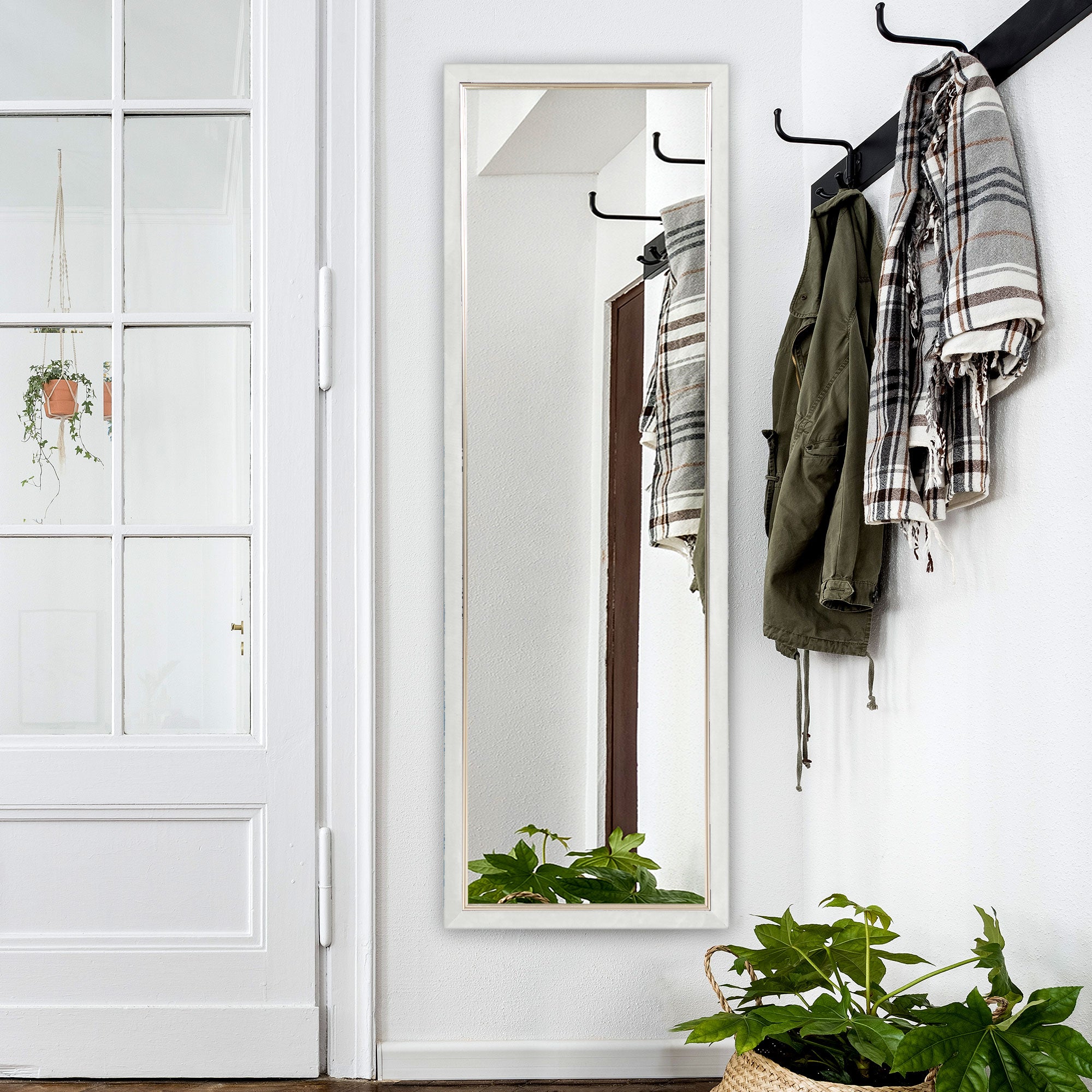 HOMCOM Full Length Mirror, 64" x 21" Full Body Mirror with Frame, Free Standing, Leaning or Wall Mirror for Living Room, Bedroom, White