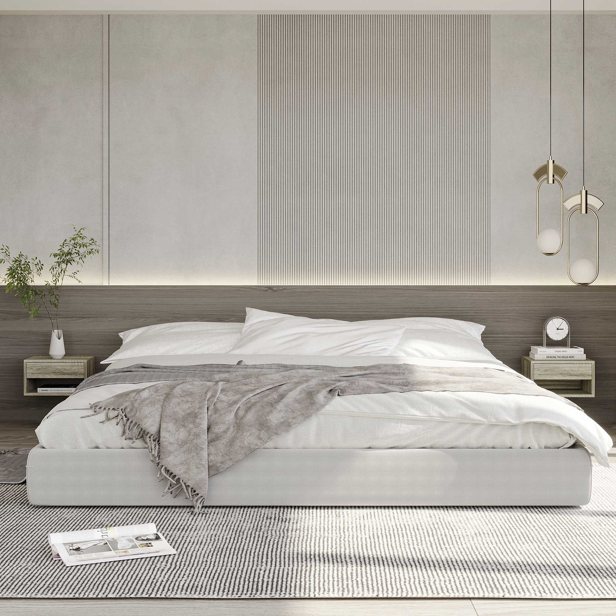 HOMCOM Floating Bedside Table Set of 2 Wall Mounted Nightstand with Storage Drawer and Open Shelf for Bedroom, Weathered Brown Wood-Effect