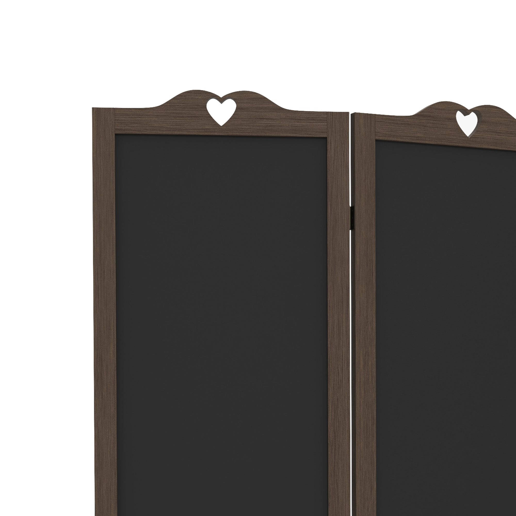 5.5' Wooden Room Divider, 4 Panel Folding Privacy Screen, Blackboard, Walnut Brown - HOMCOM