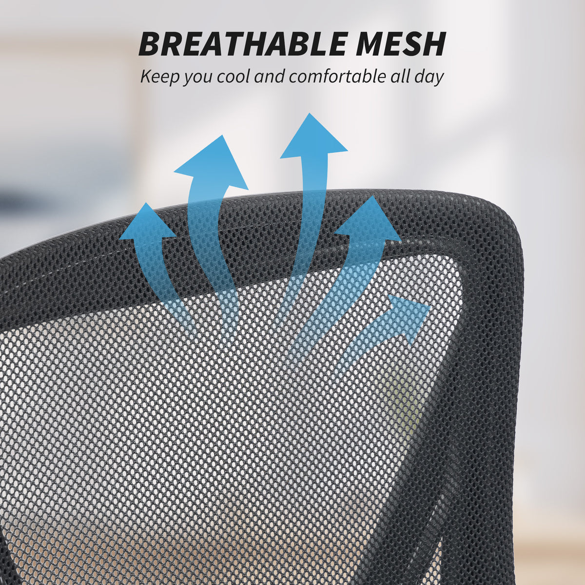 Ergonomic Office Chair, Mesh Desk Chair with Flip-up Armrests, Backrest, Lumbar Support, Adjustable Height, Swivel Wheels, Black
