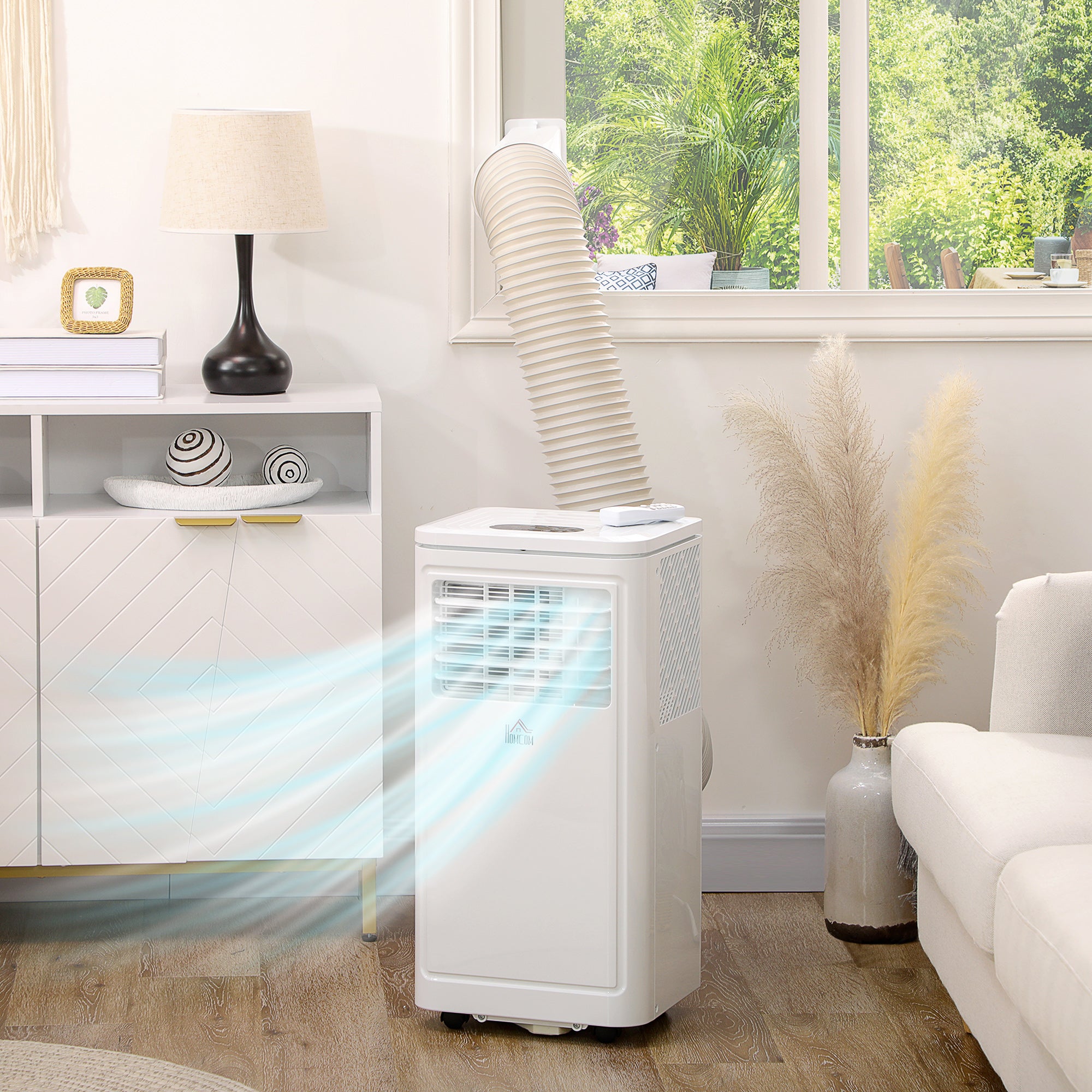 8,000 BTU Portable Air Conditioner, 344 Sq. Ft. Room Coverage, White - HOMCOM