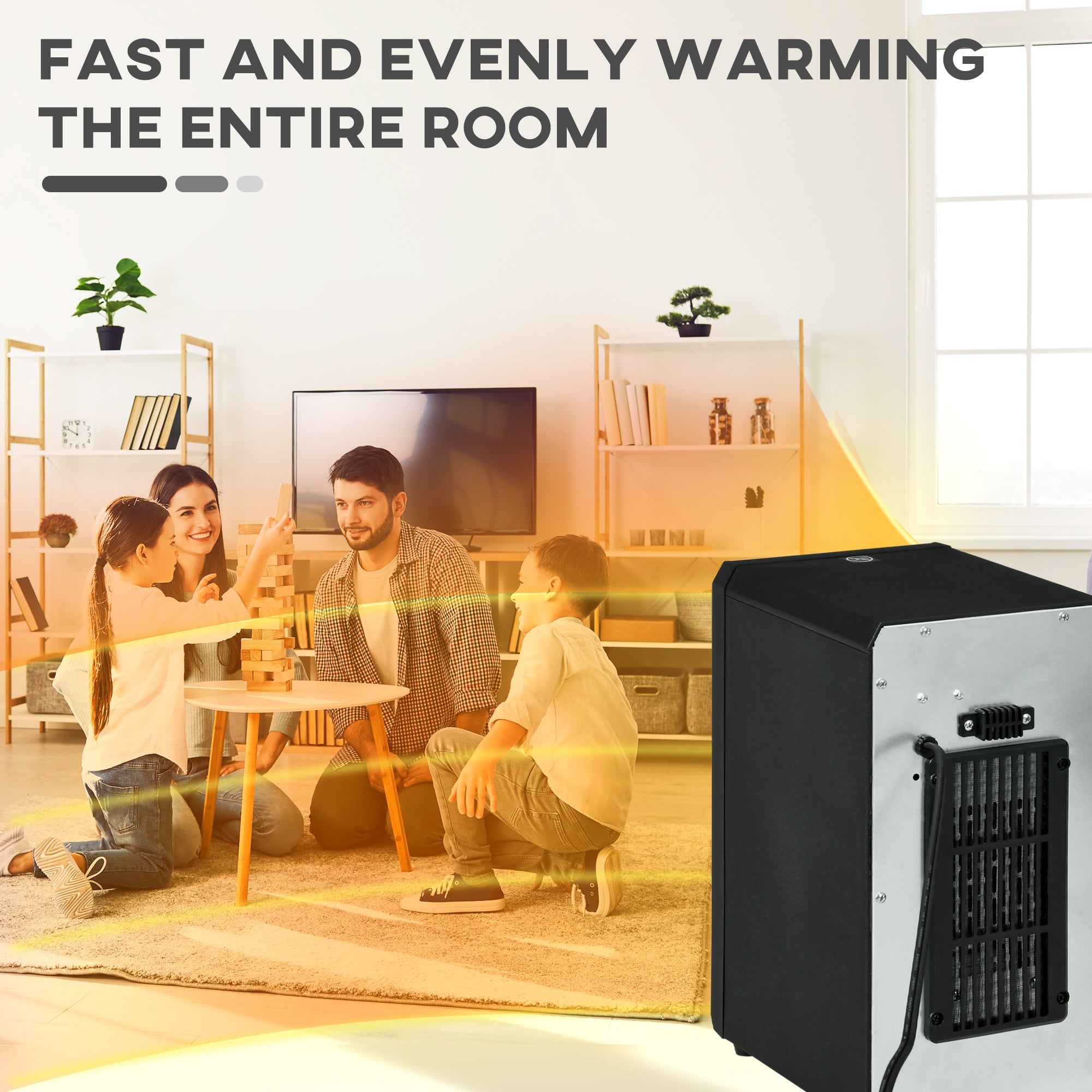 1500W Electric Space Heater with Infrared Quartz, Thermostat, Remote & 12h Timer, Black