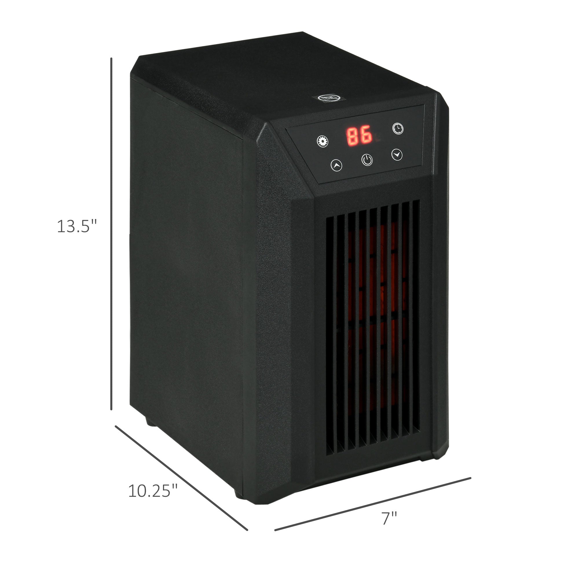 1500W Electric Space Heater with Infrared Quartz, Thermostat, Remote & 12h Timer, Black
