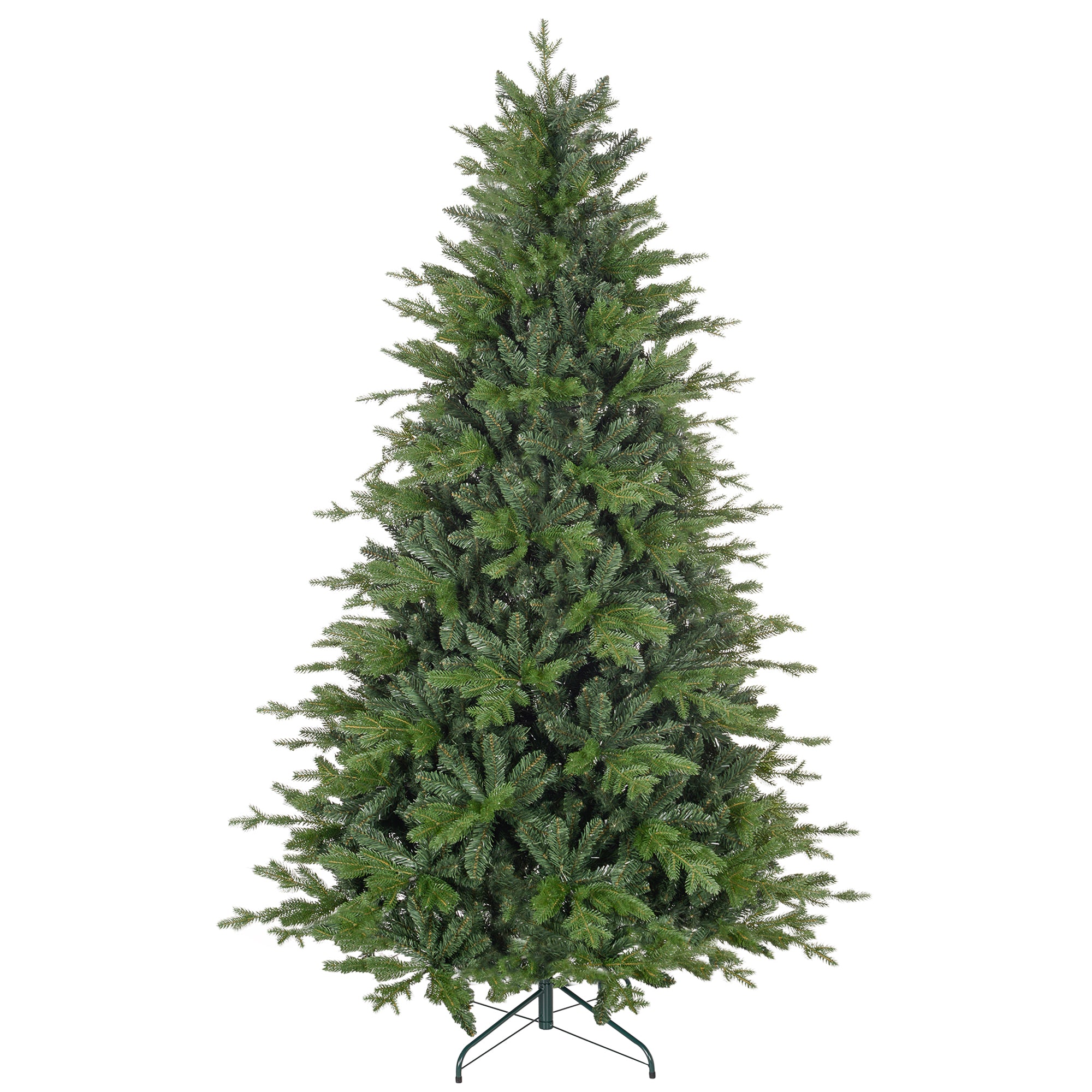 7ft Artificial Christmas Tree with 2445 Tips, Metal Base, Realistic Hinged Xmas Tree for Home Office, Green