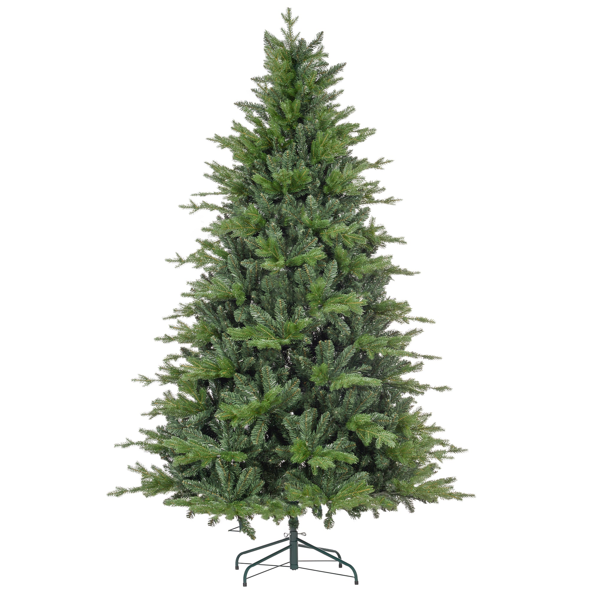 7ft Artificial Christmas Tree with 2445 Tips, Metal Base, Realistic Hinged Xmas Tree for Home Office, Green