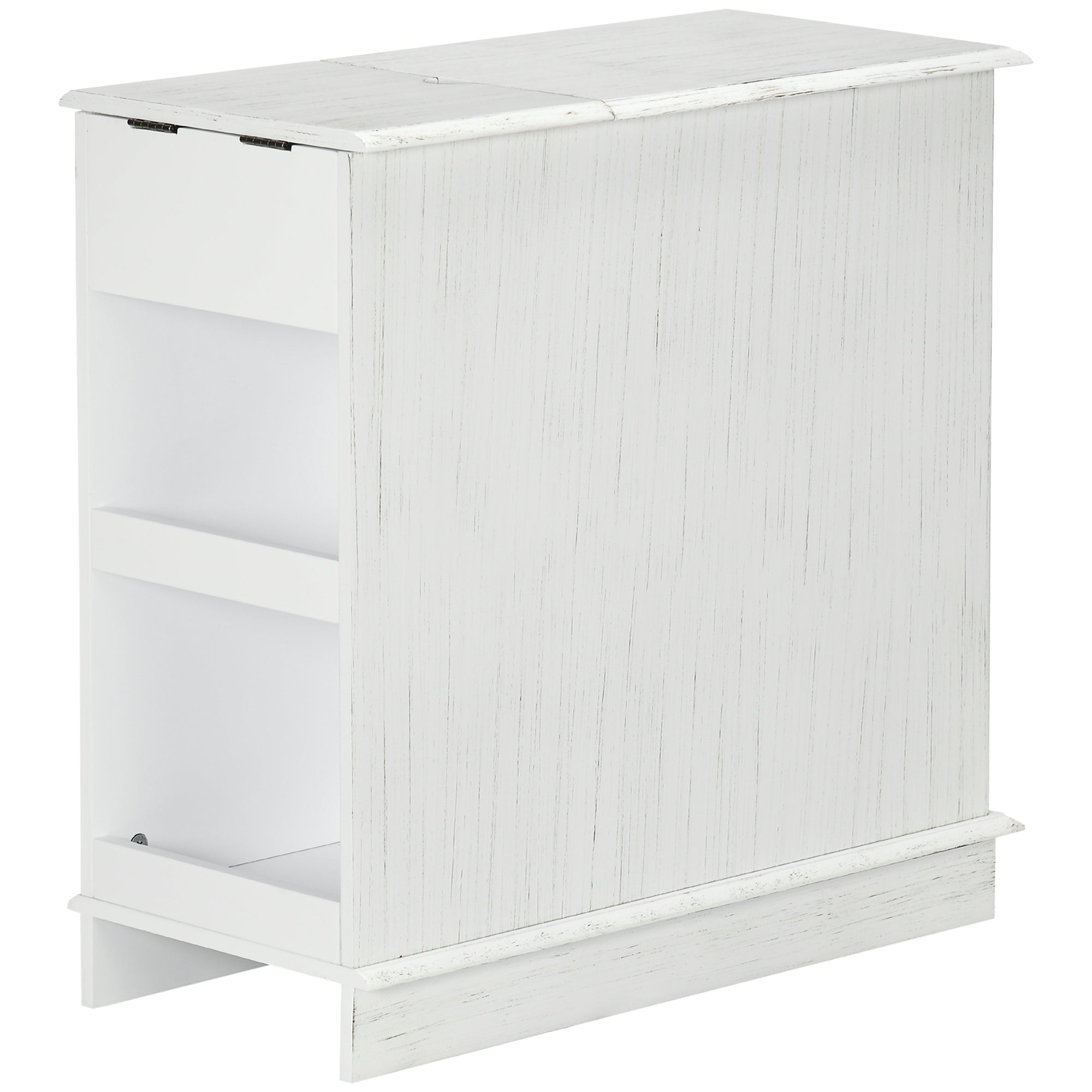 Flip Top End Side Table with Storage Drawer and Cabinet 11.5" x 24" x 24.25" White