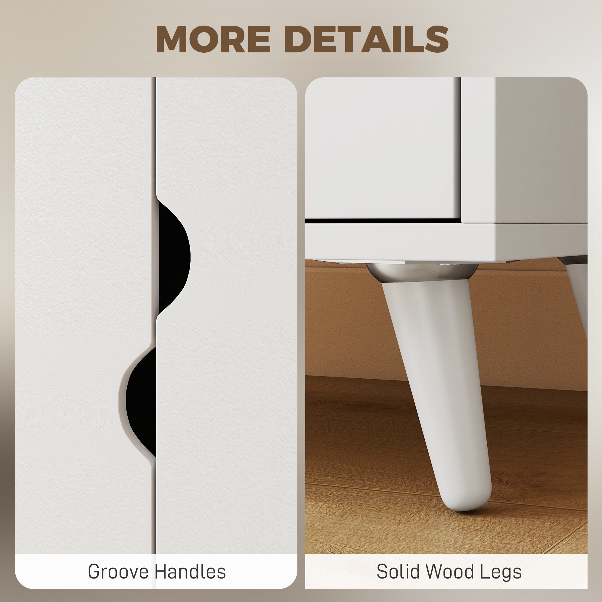2-Door Clothes Wardrobe with Hanging Rail, Top Storage Shelf and 2 Drawers, Wood Feet, Elegant Home Storage Organisation Furniture for Dresses, Coats and Accessories, White