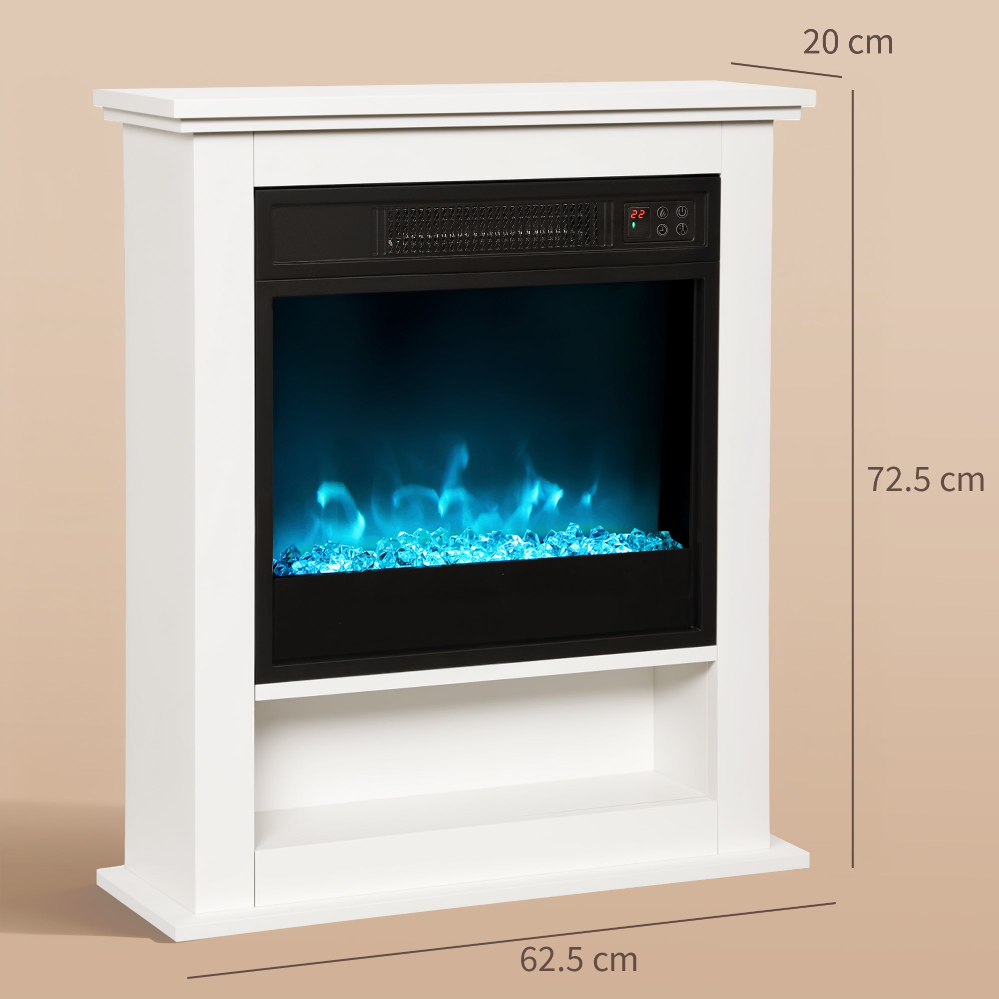 Electric Fireplace with 9 Colours Realistic Flame Effect & 5 Brightness Levels, 1800W Freestanding White Electric Fire and Mantel Reach up to 30㎡ Space with Remote & Timer for Living Room