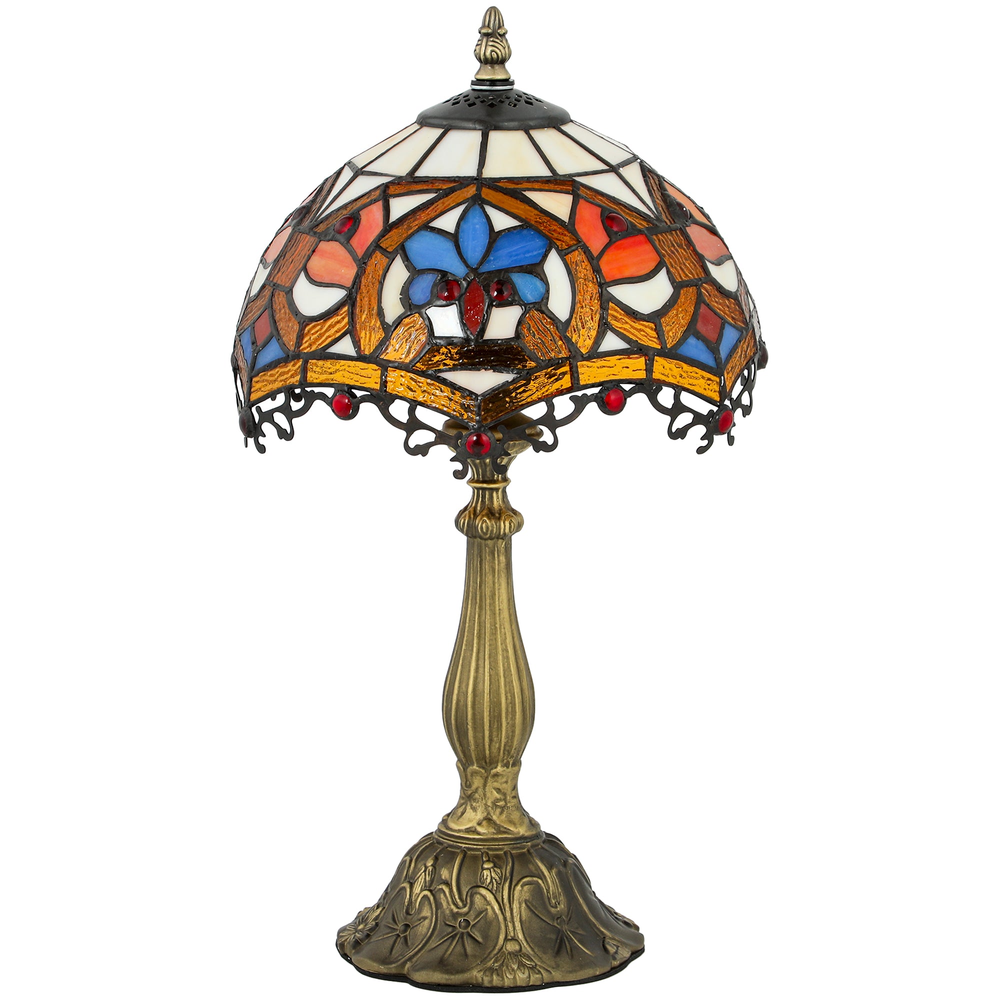 Tiffany Lamp, Stained Glass Table Lamp, Handcrafted Artisan Collectible, Suitable for Living Room and Bedside, Multi-Coloured, Ф25 x 45Hcm, Zinc Alloy.