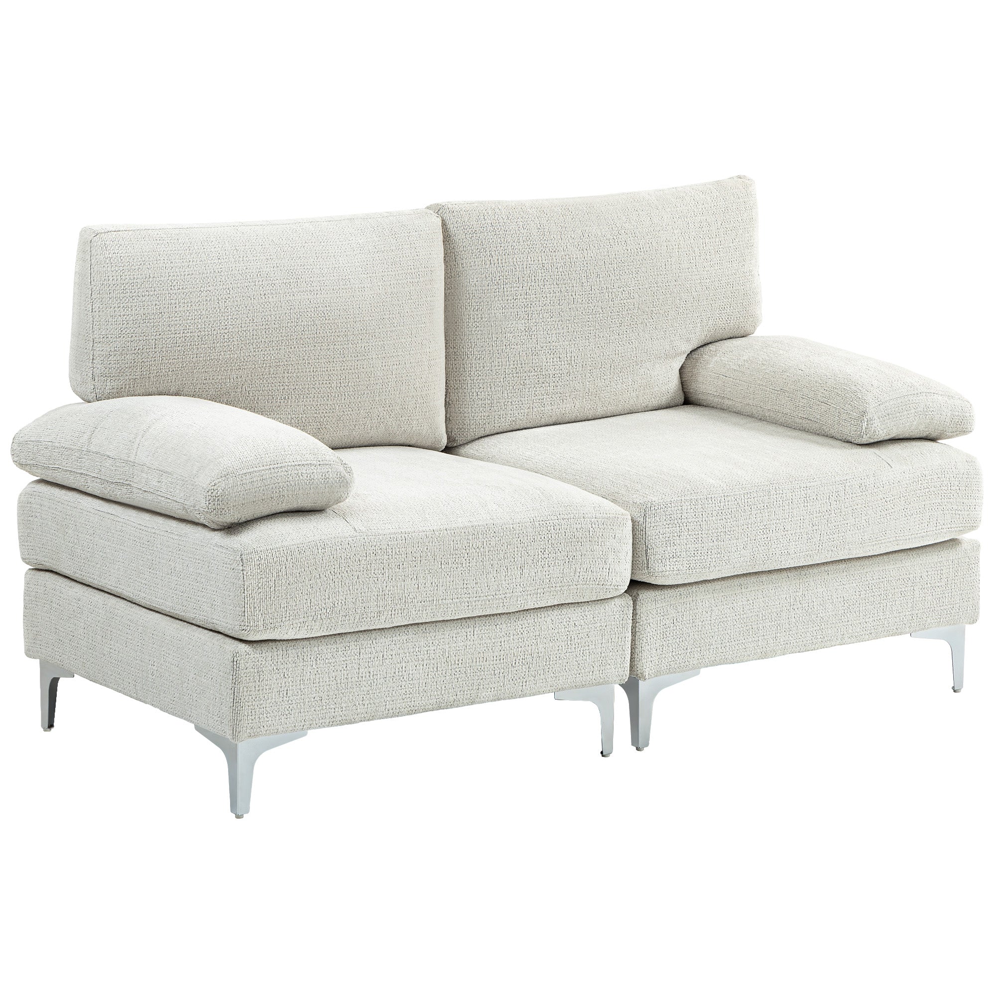 HOMCOM 2 Seater Sofa, Modern Fabric Loveseat with Spring Cushion and Metal Legs, Small Couch for Living Room, Bedroom, Home Office, Reception, Cream White