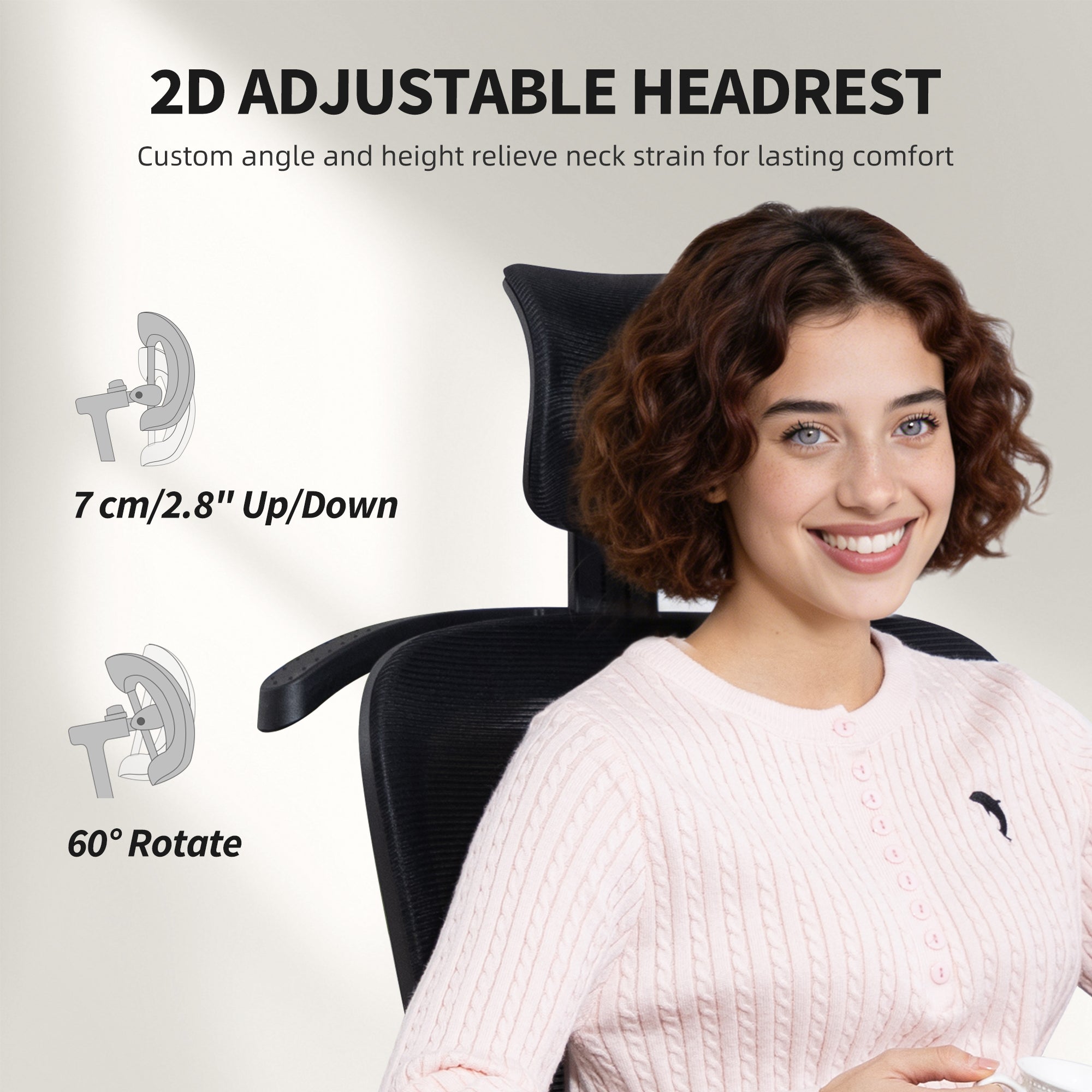 Ergonomic Office Chair, Mesh Computer Desk Chair with Adjustable Headrest, Lumbar Support, High Back, Reclining Function, Retractable Footrest, Black