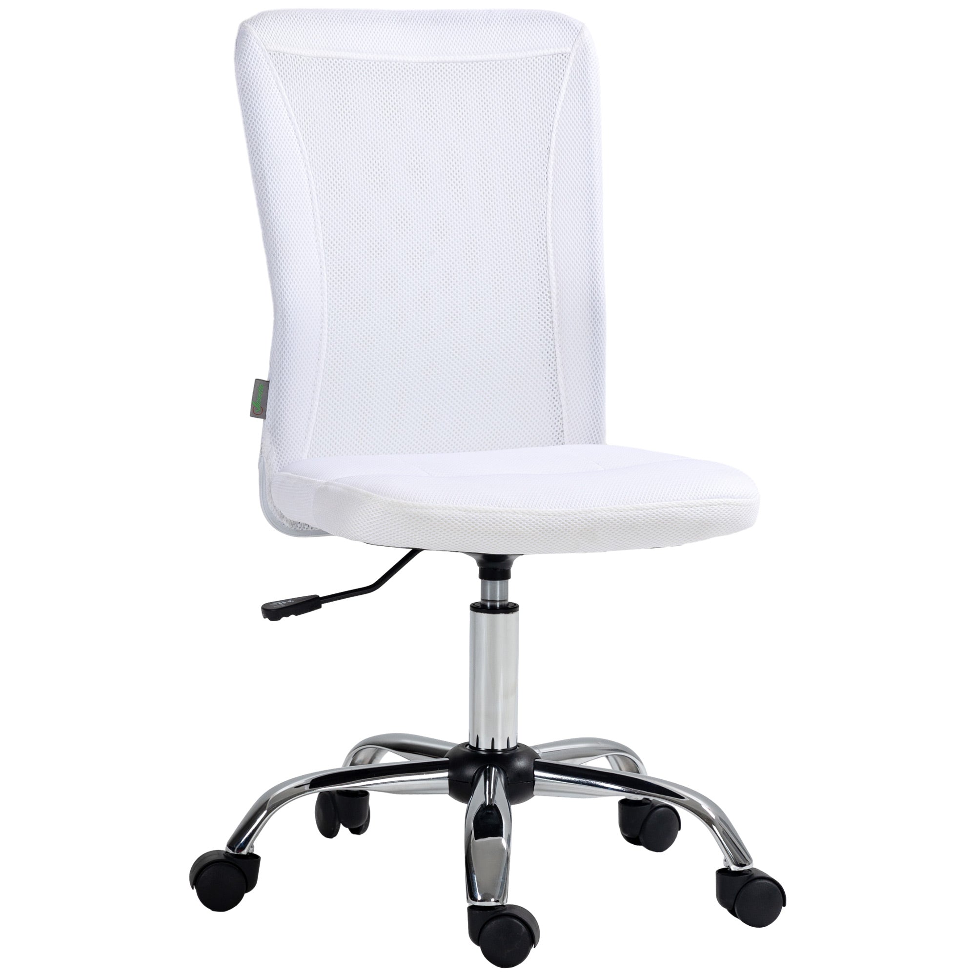 Vinsetto Office Chair, Armless Desk Chair, Adjustable Computer Swivel Chair with Rolling Wheels and Mesh Back for Home Work Study, White