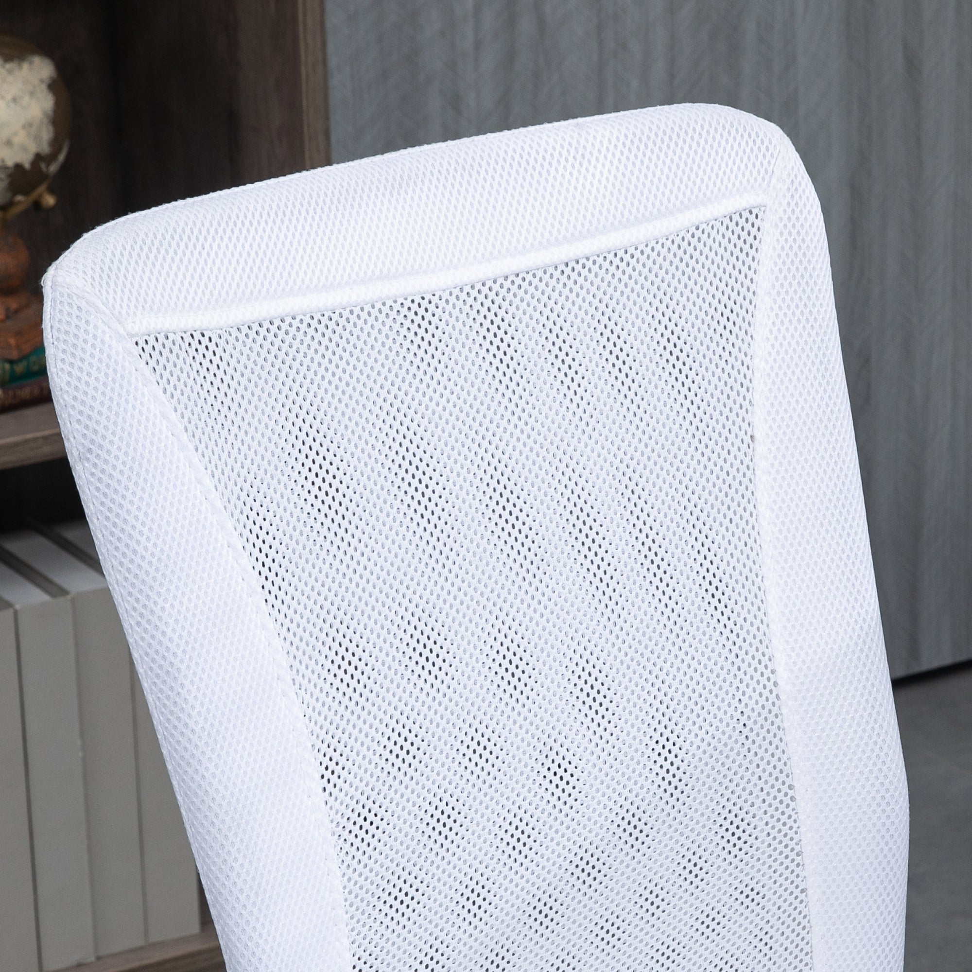 Vinsetto Office Chair, Armless Desk Chair, Adjustable Computer Swivel Chair with Rolling Wheels and Mesh Back for Home Work Study, White