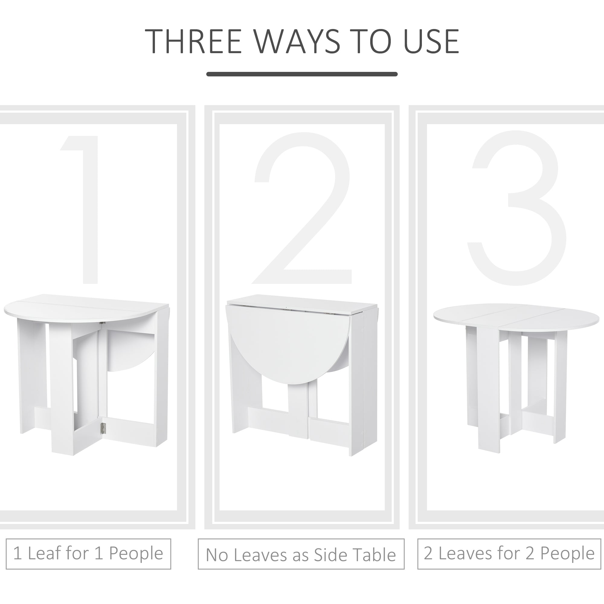 HOMCOM Folding Dining Table, Space-saving Drop Leaf Table for Small Space, Kitchen, Dining Room, White