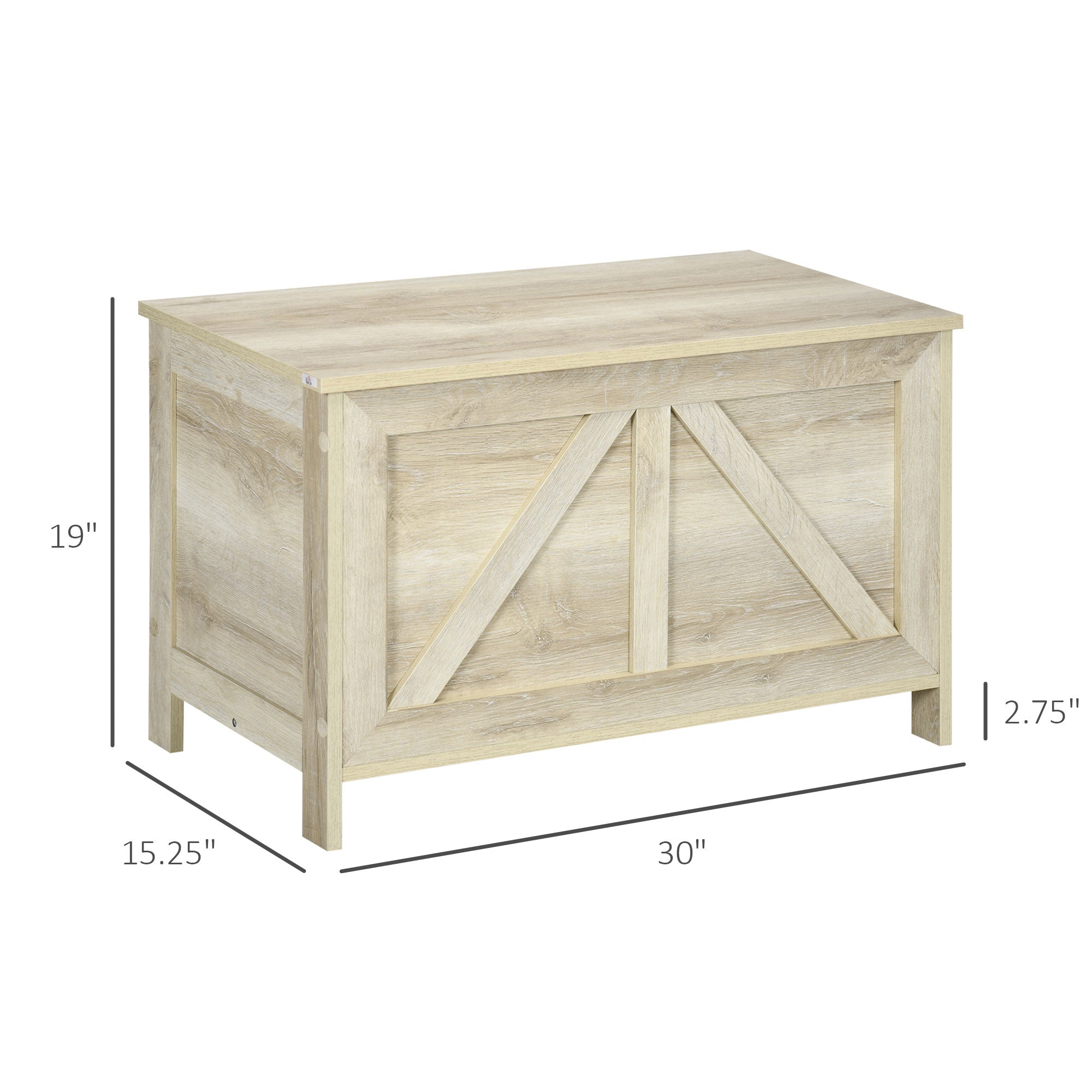 30" Farmhouse Storage Chest, Lift Top Box Organizer w/ Safety Hinge to Open Up 100°, Gray