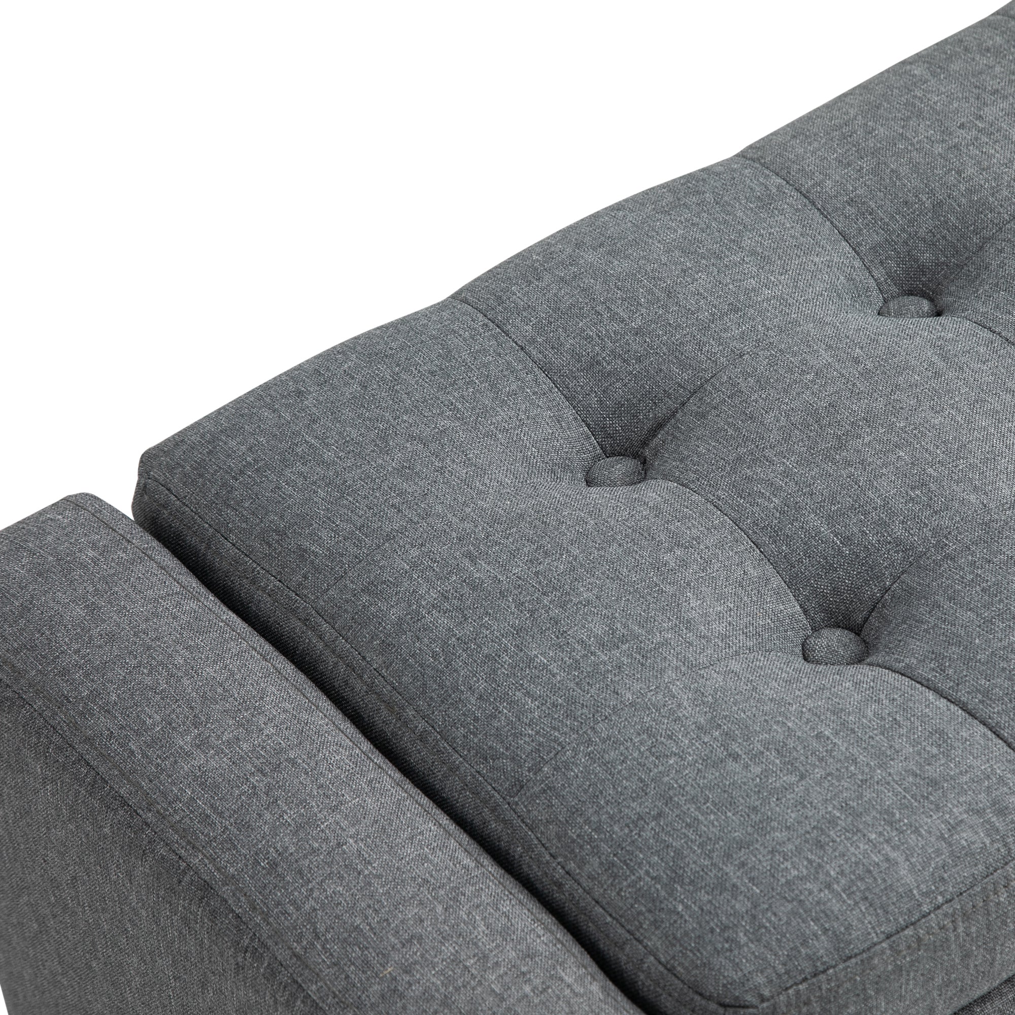 Storage Ottoman, Linen Upholstered Storage Bench with Lift Top and Button Tufted for Living Room, Gray - HOMCOM
