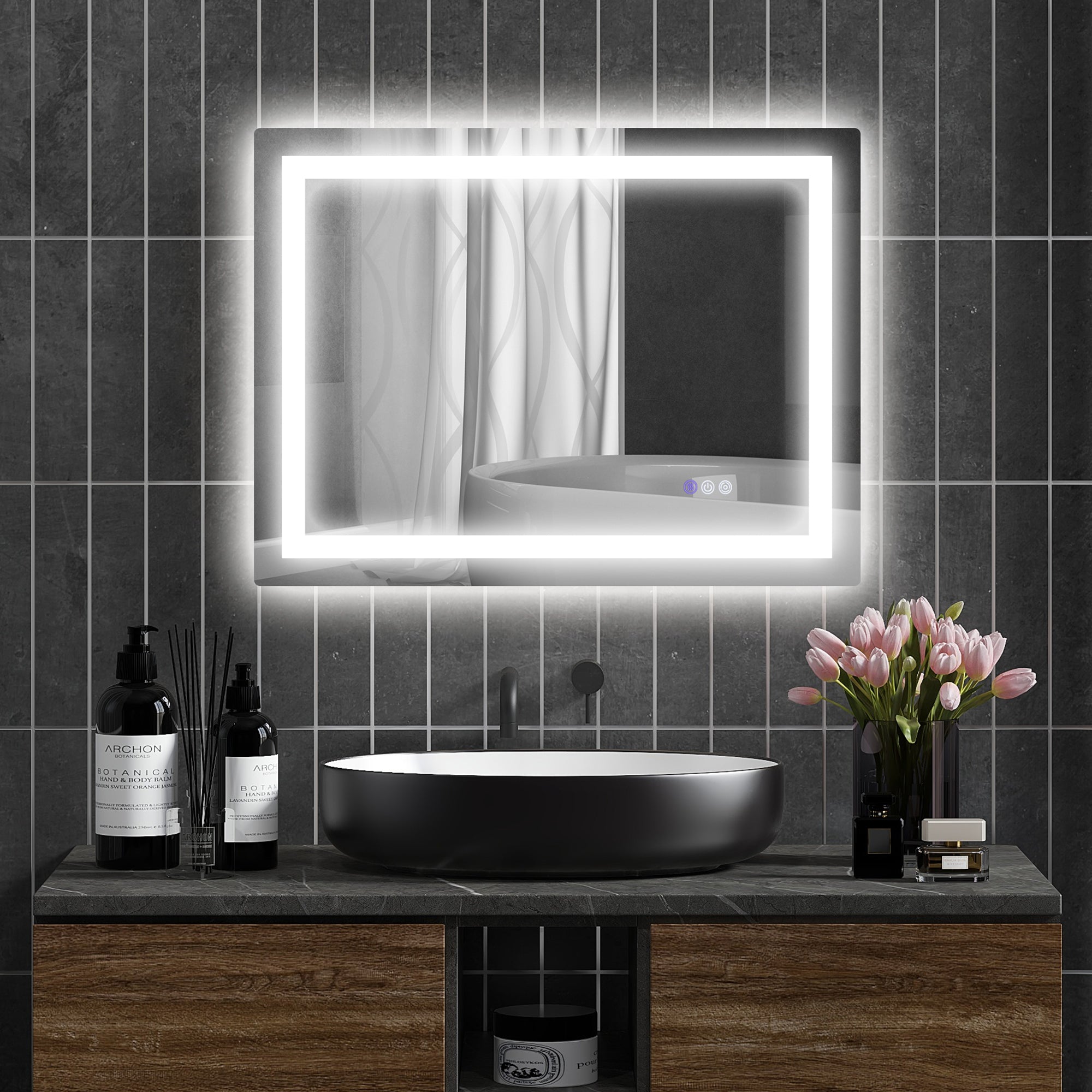 32" x 24" Dimmable LED Bathroom Mirror, Backlit/Front Lit, Anti-Fog, Memory