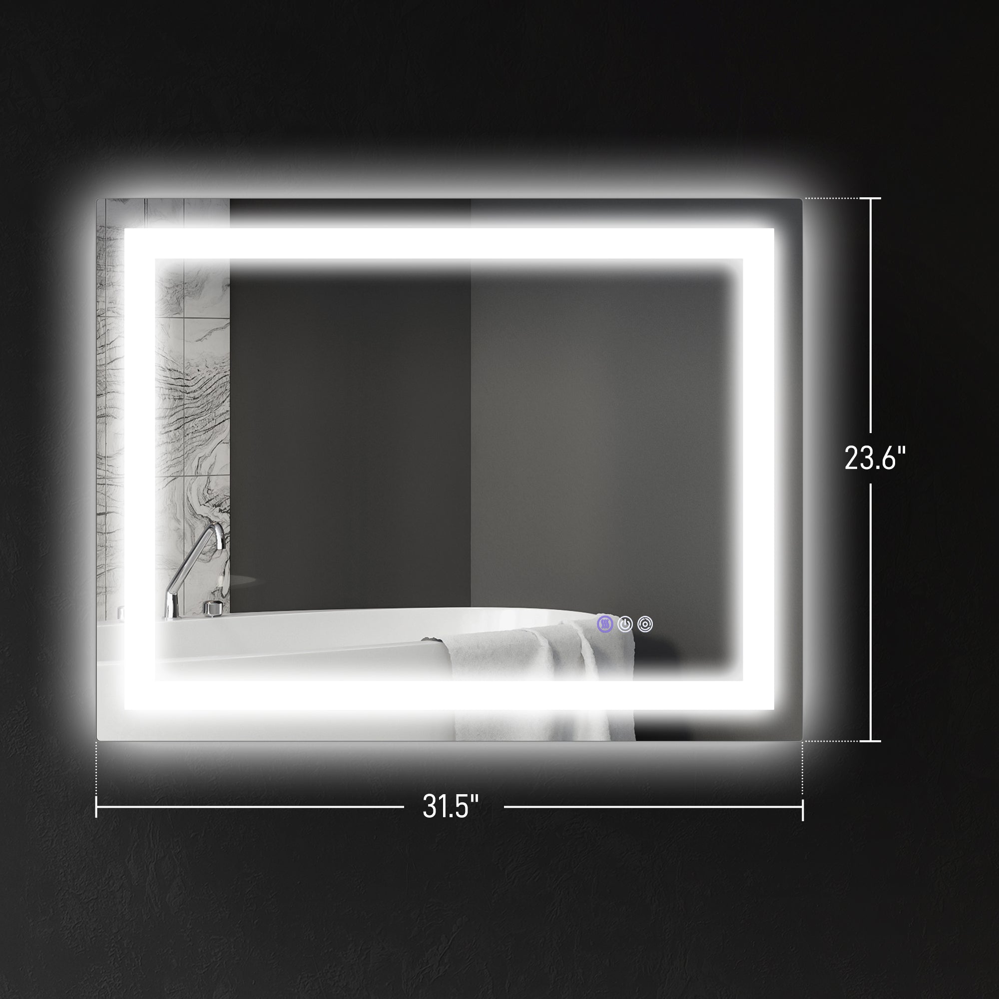 32" x 24" Dimmable LED Bathroom Mirror, Backlit/Front Lit, Anti-Fog, Memory
