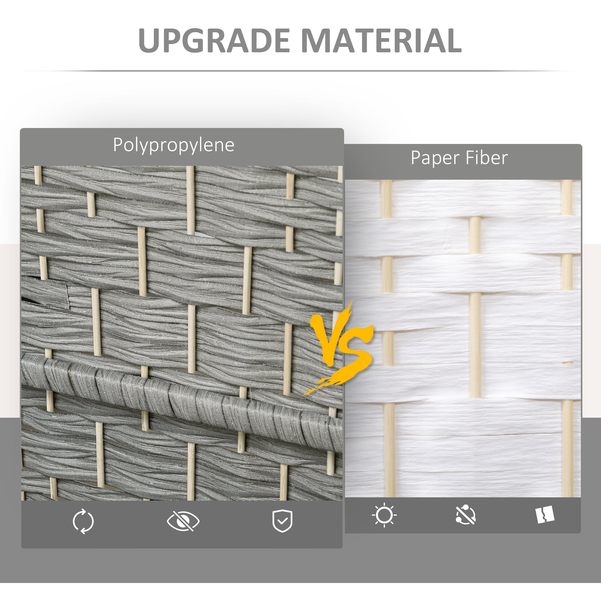 6 Panel 6' Tall Privacy Screen Freestanding Wood Partition, Gray