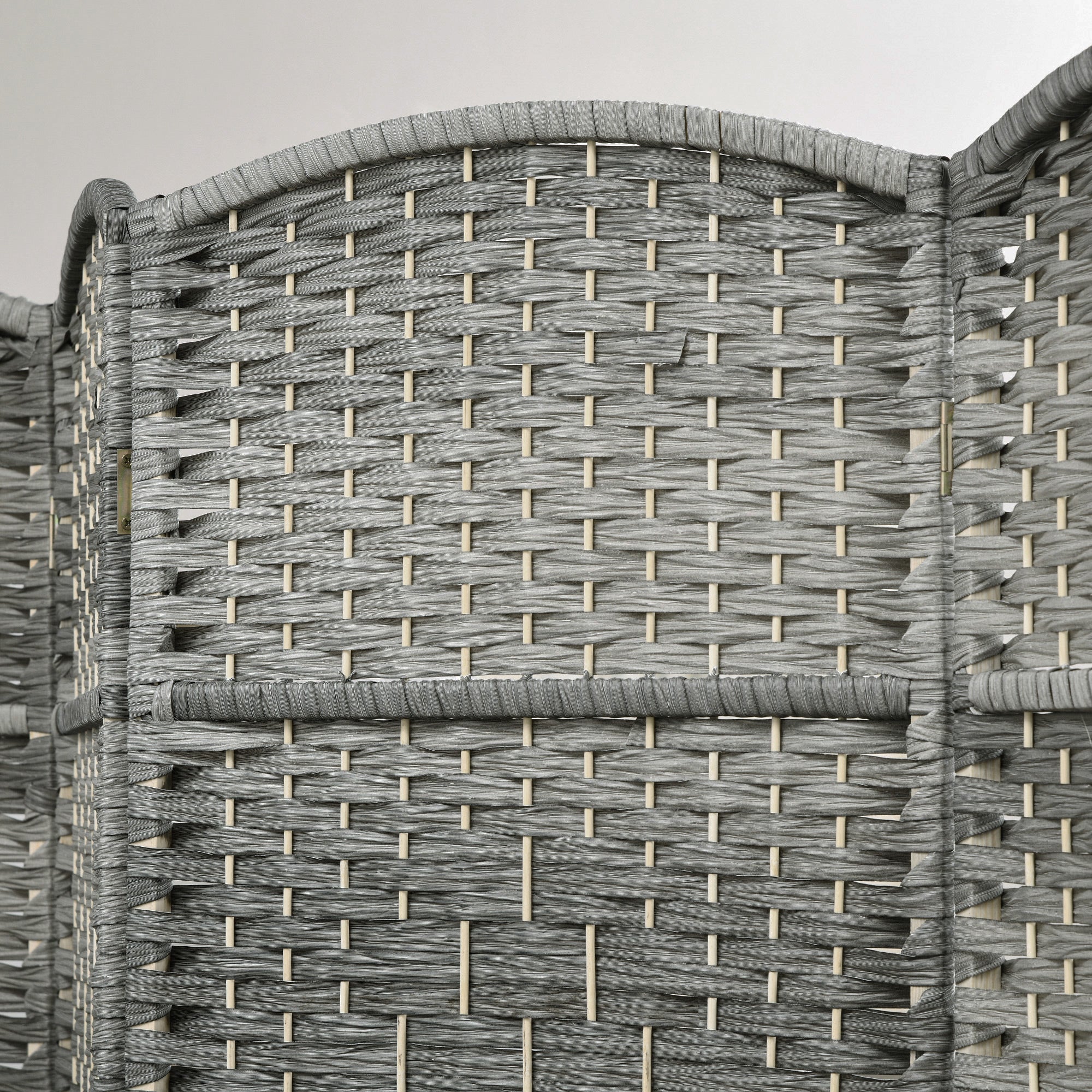 6 Panel 6' Tall Privacy Screen Freestanding Wood Partition, Gray