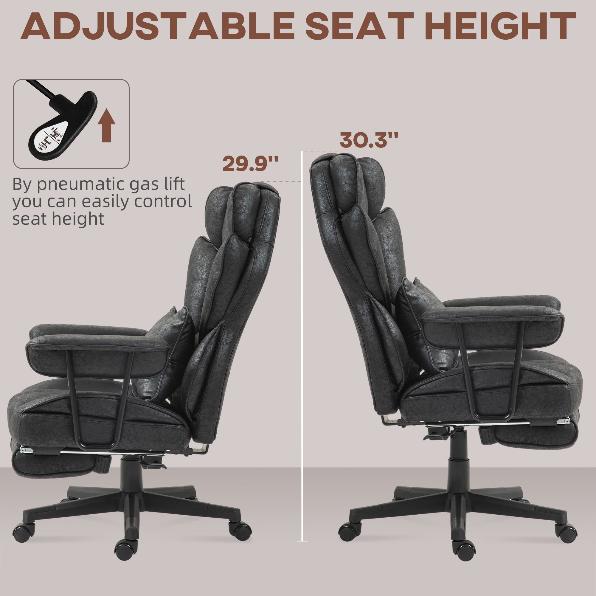 396 lbs Big & Tall Office Chair with Footrest Lumbar Support & Reclining, Black - HOMCOM