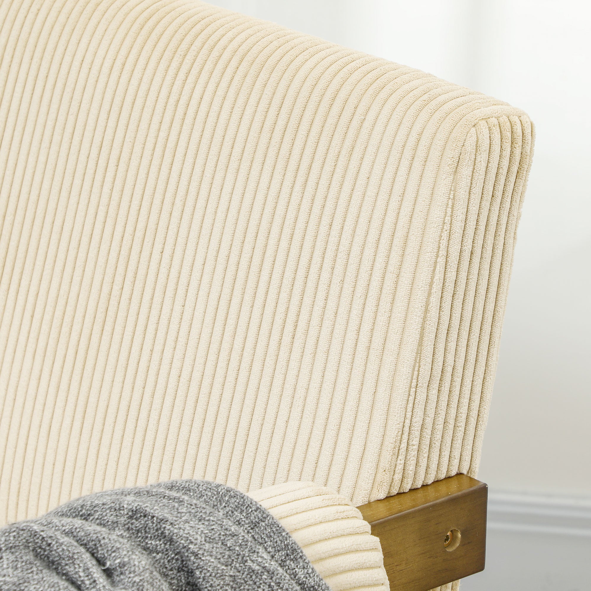 HOMCOM Accent Chair with Wide Seat, Corduroy Upholstered Armchair, Modern Living Room Chair with Soft Padded Armrests and Solid Wood Legs for Reading, Bedroom, Beige