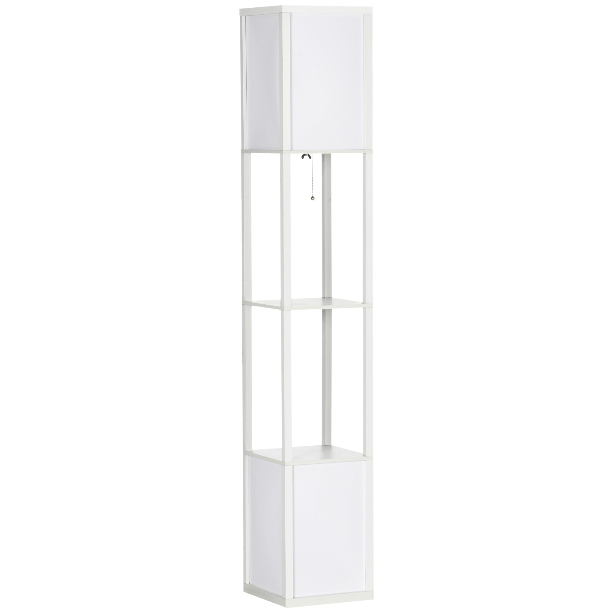 HOMCOM Floor Lamp with Shelves and Dual Light, Modern Corner Standing Lamp for Living Room, Bedroom, Bulb not Included, White