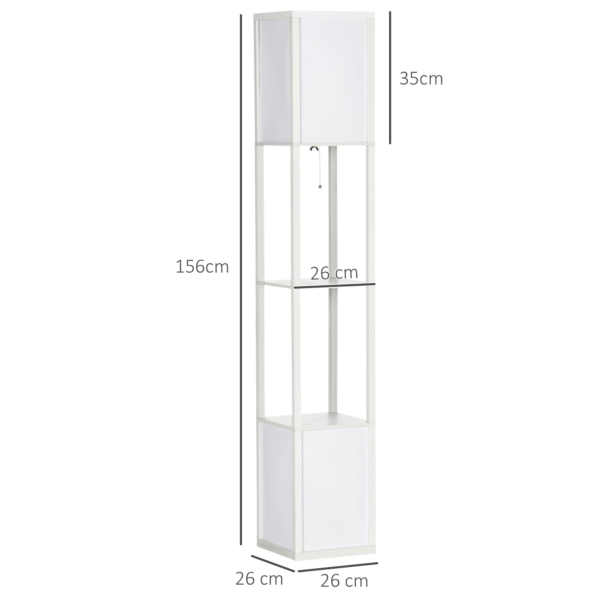 HOMCOM Floor Lamp with Shelves and Dual Light, Modern Corner Standing Lamp for Living Room, Bedroom, Bulb not Included, White