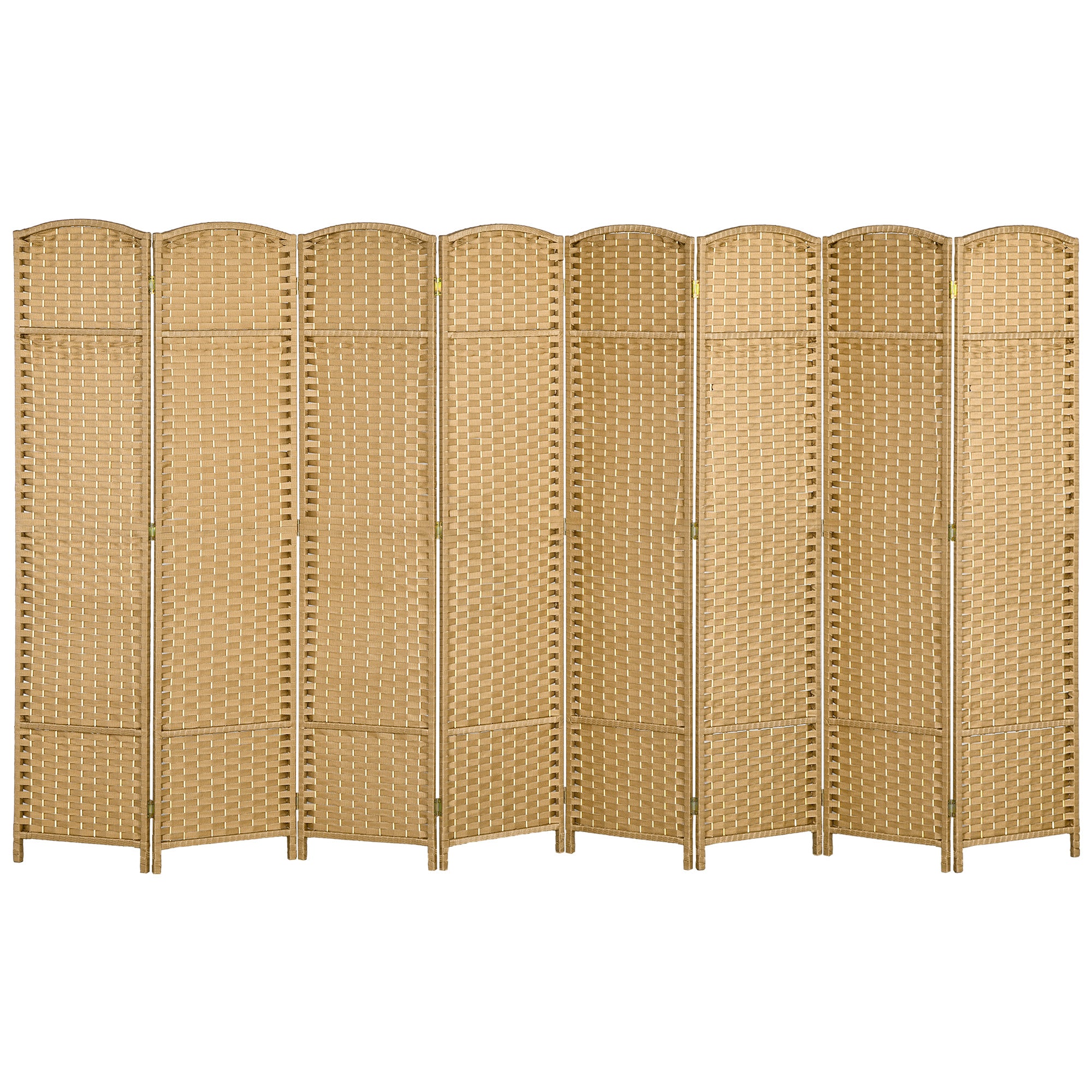 8 Panel 5.6' Tall Privacy Screen Freestanding Room Divider, Nature Wood - HOMCOM
