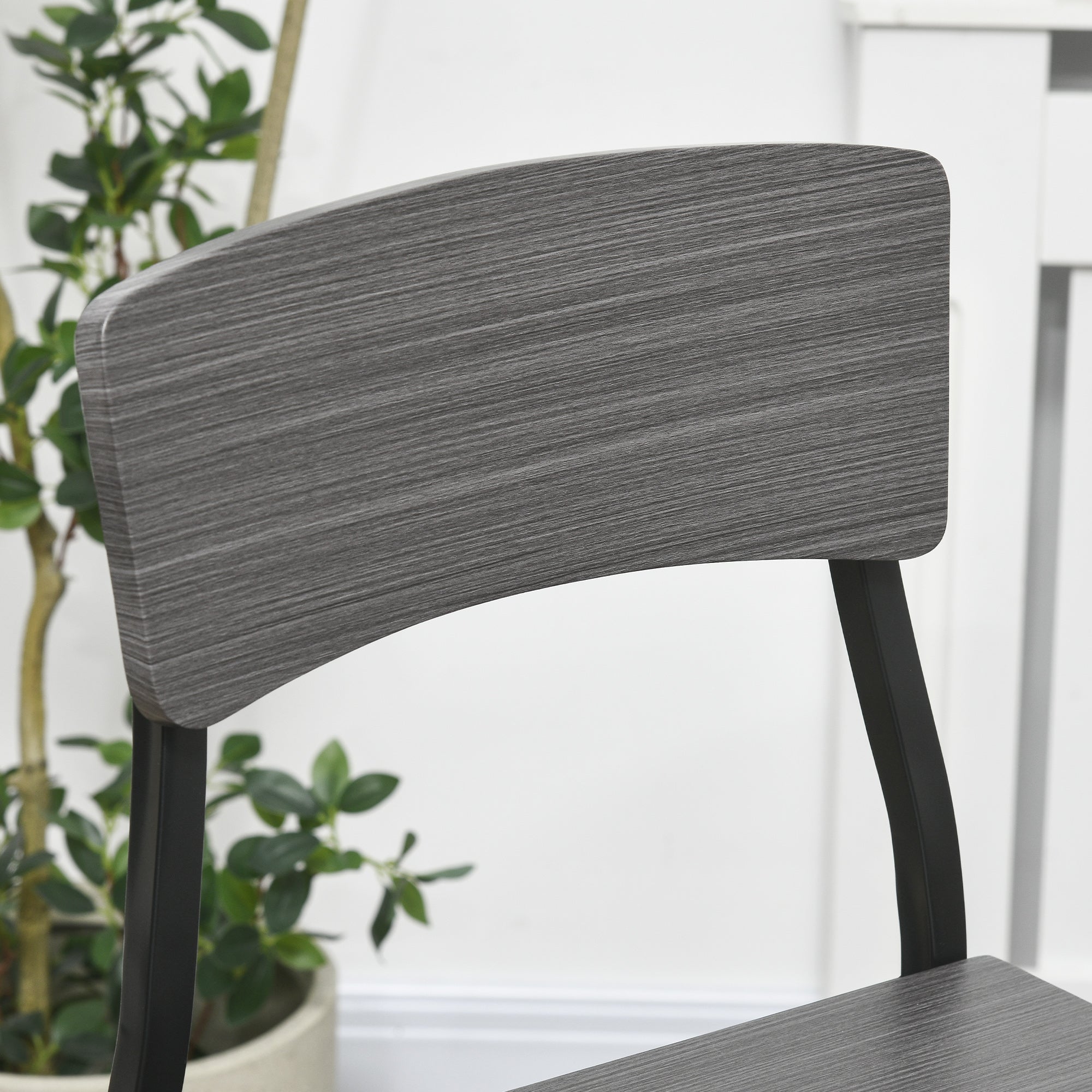 Industrial Square Kitchen Table Set for 4, Counter Height, Footrest, Metal Legs, Gray