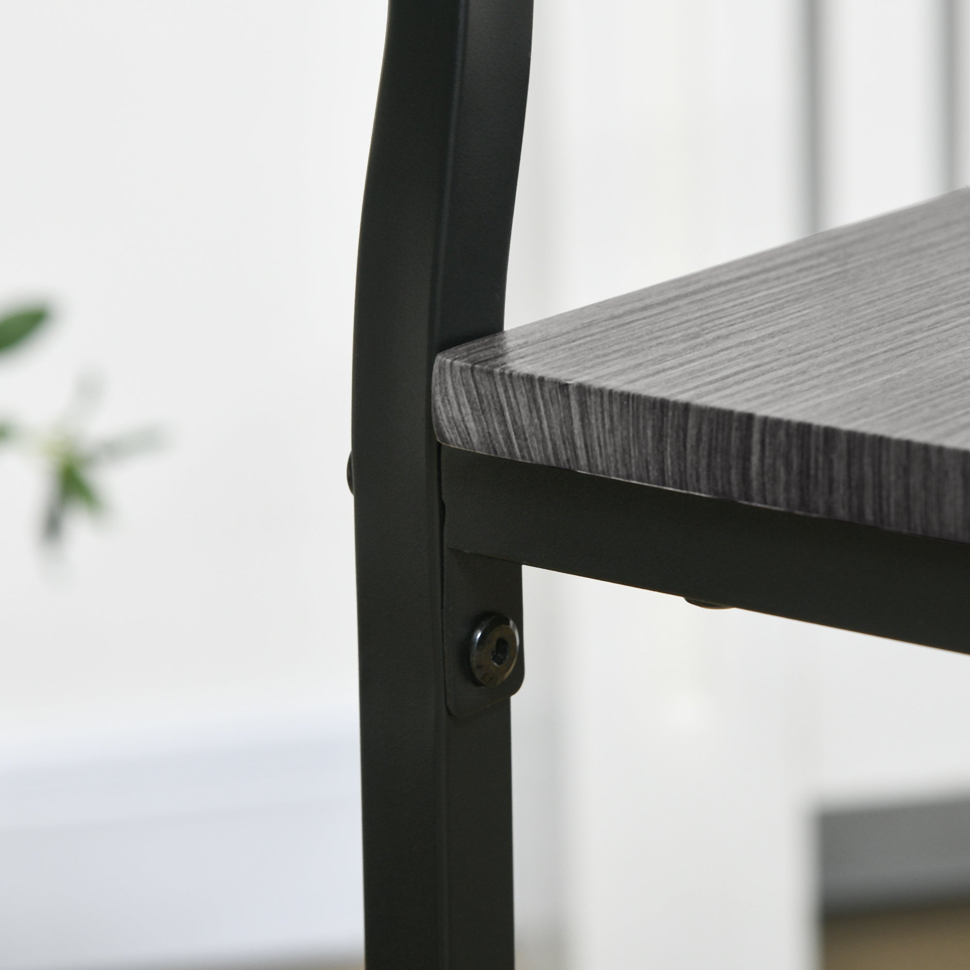 Industrial Square Kitchen Table Set for 4, Counter Height, Footrest, Metal Legs, Gray