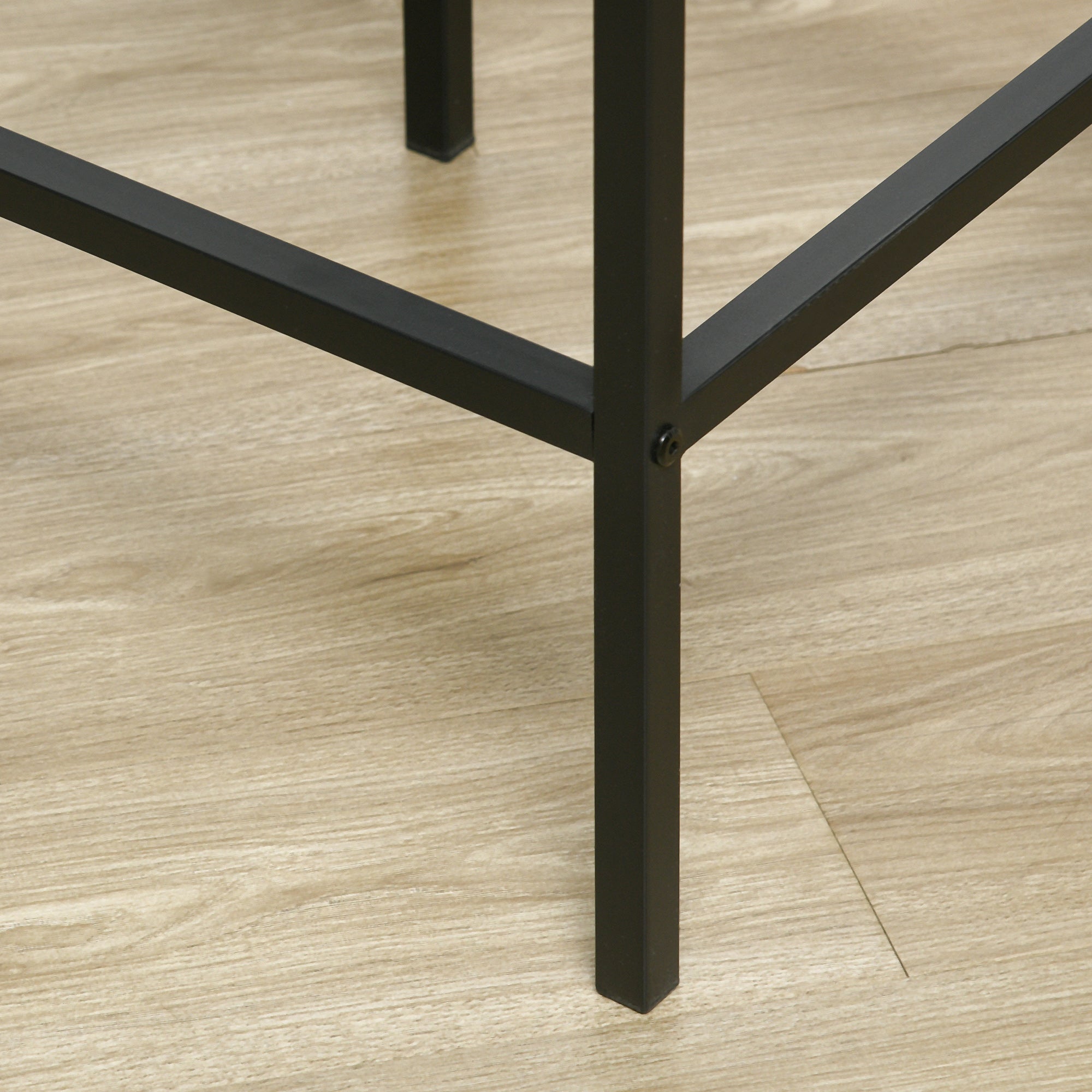 Industrial Square Kitchen Table Set for 4, Counter Height, Footrest, Metal Legs, Gray