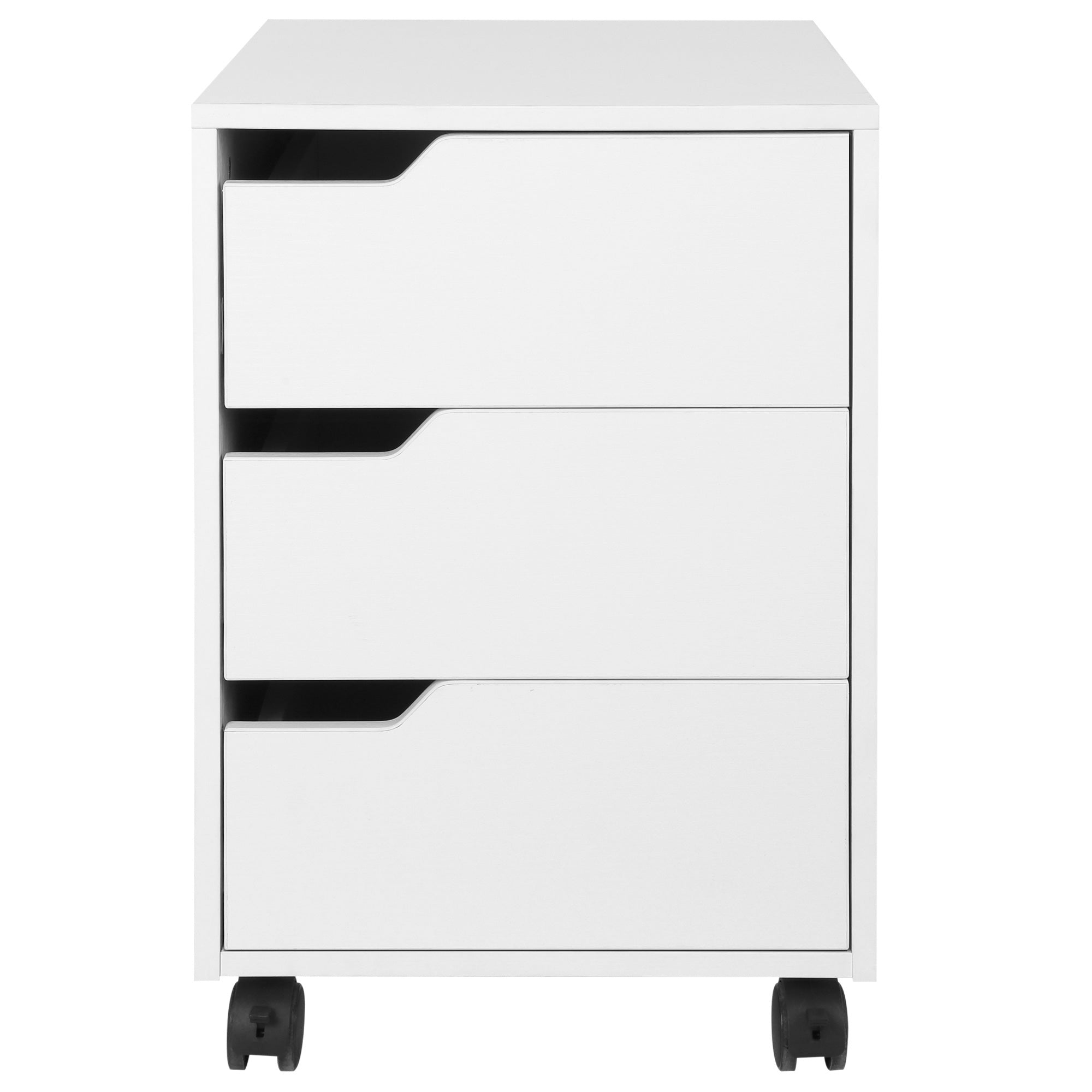 HOMCOM 3 Drawer Mobile File Cabinet, Vertical Filing Cabinet with Wheels for Home Office, White