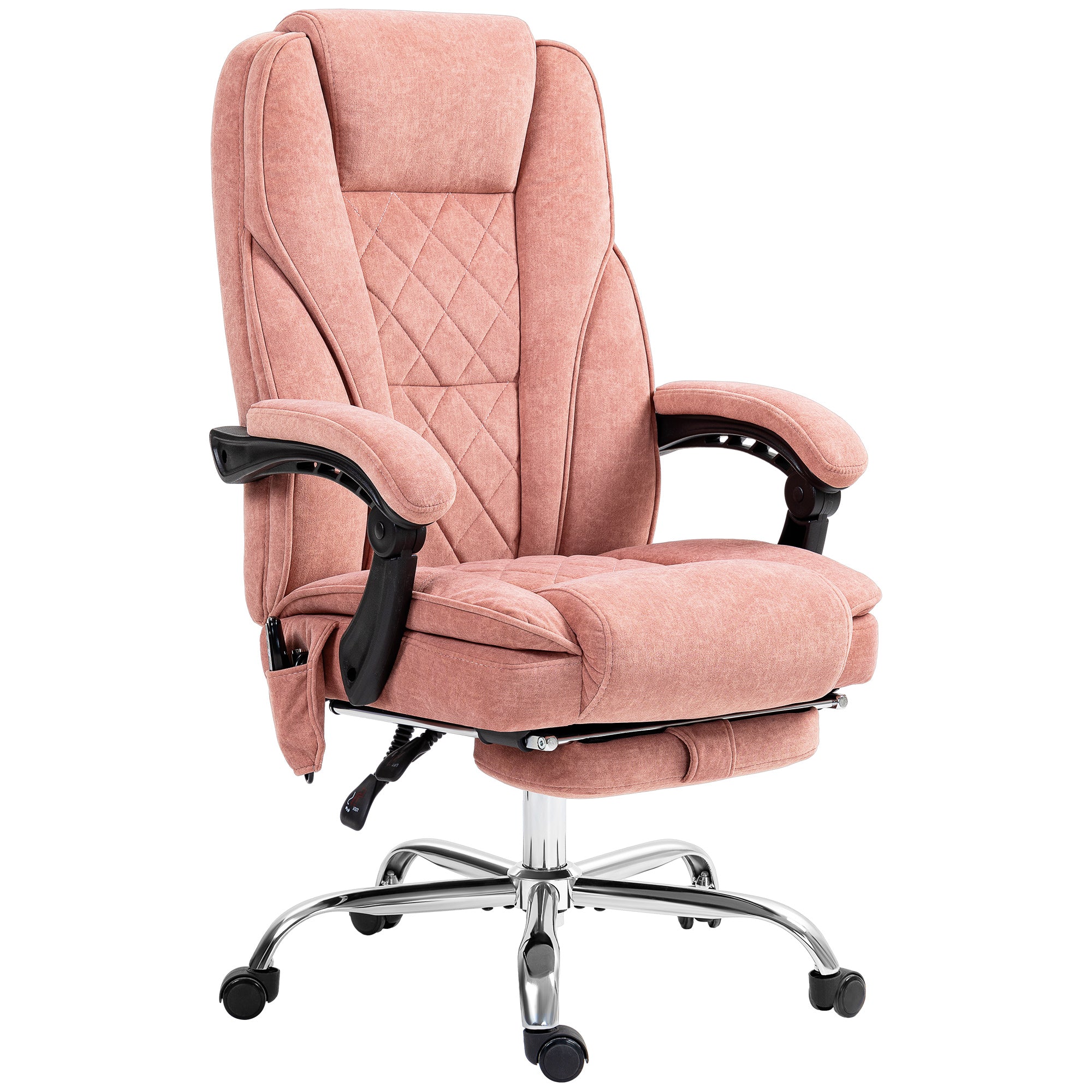 Massage Office Chair, Heated Reclining Chair w/ Adjustable Height & Footrest, Pink