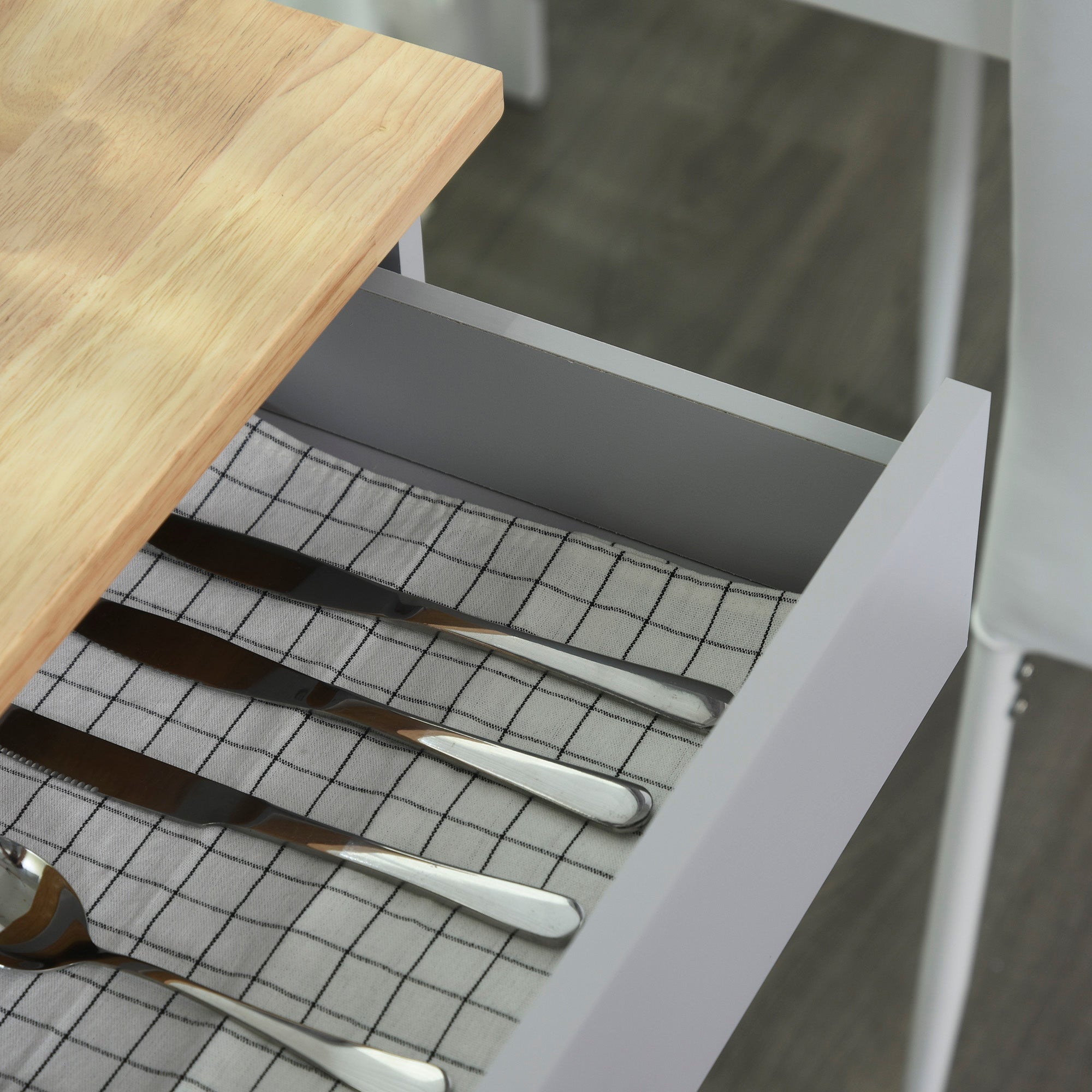 Kitchen Island Cart Rolling Trolley with Drawer Storage Cabinet & Towel Rack Gray - HOMCOM