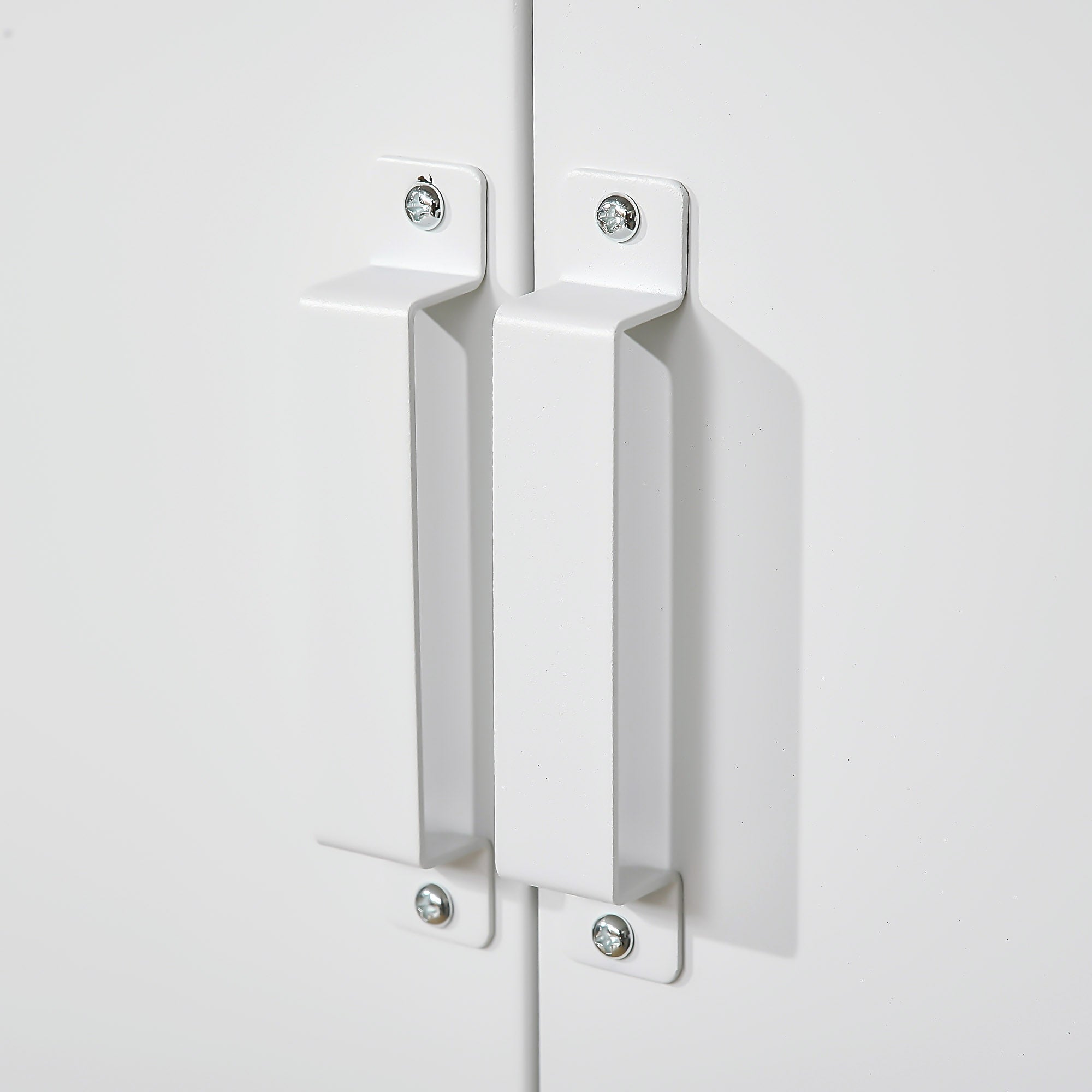 Industrial Steel Garage Storage Cabinet w/ Double Doors & Adjustable Shelves, White